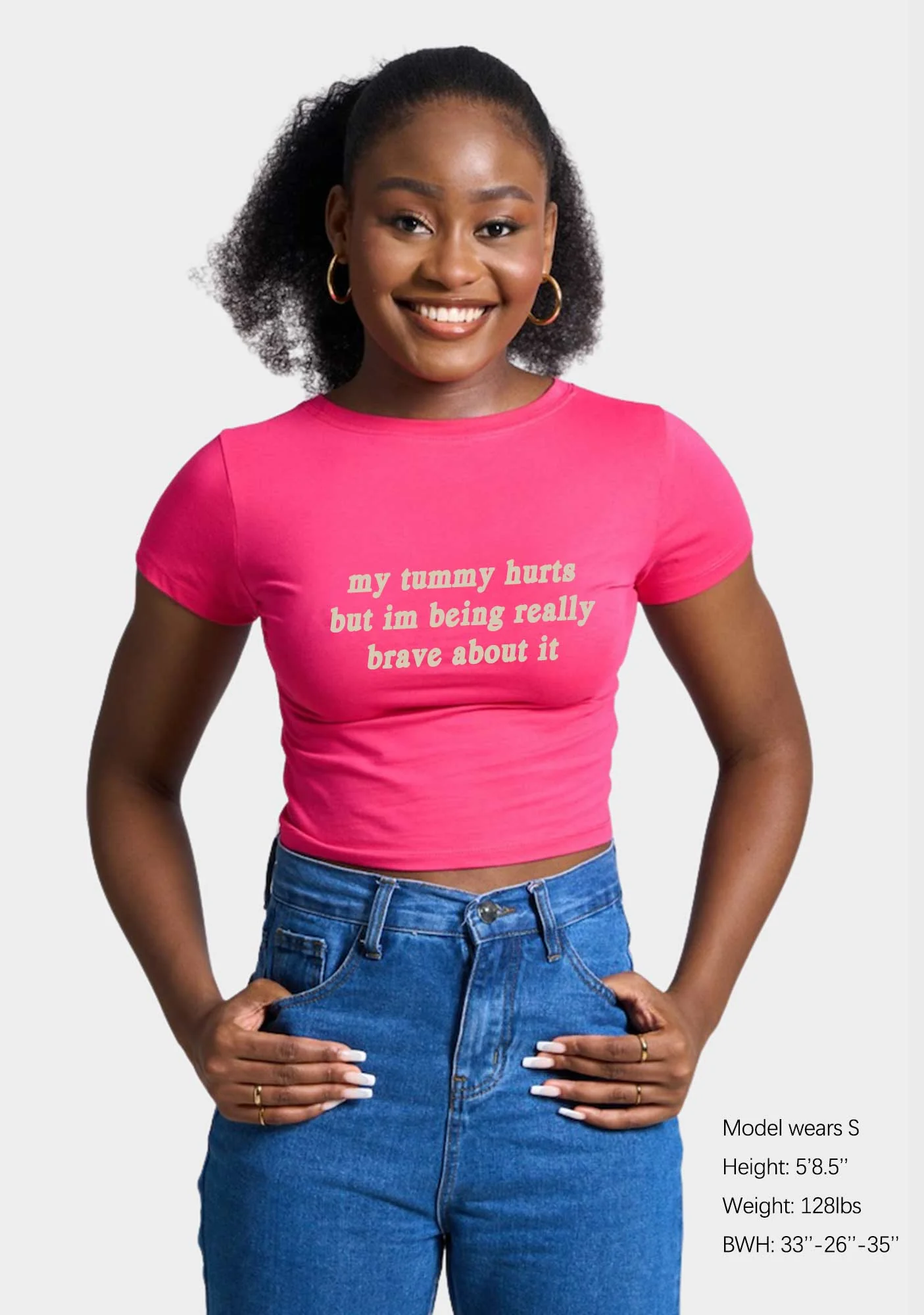 Im Being Really Brave About It Y2K Baby Tee - Image 2