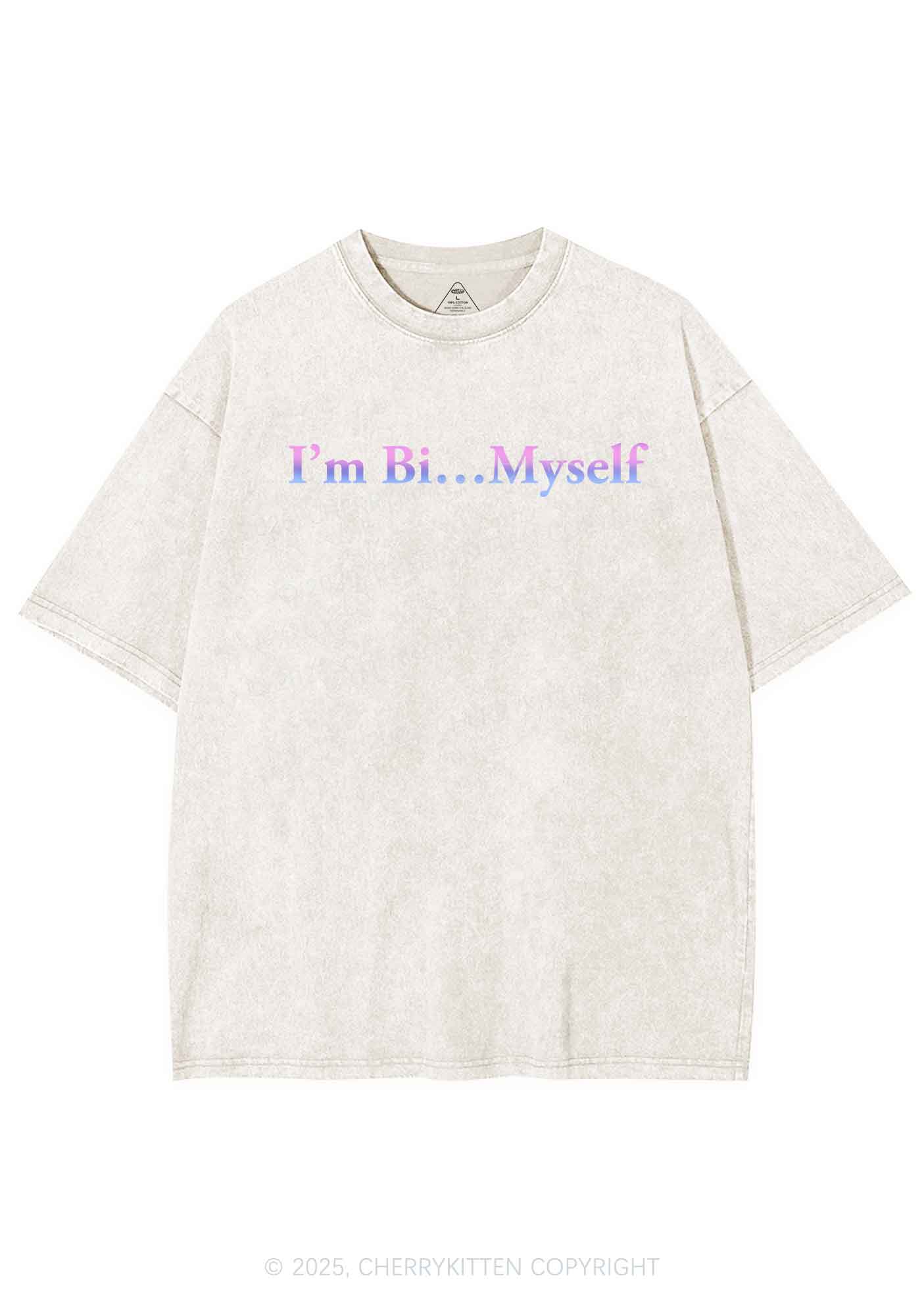 Im Bi Myself Pride Y2K Shirts Washed Tee Cherrykitten - Image 4