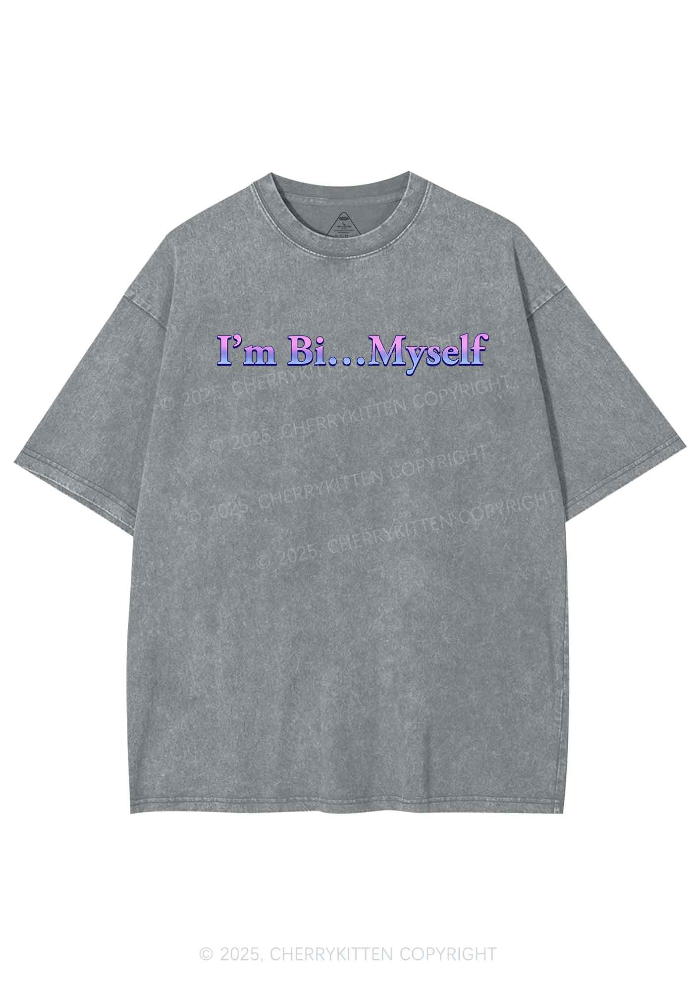 Im Bi Myself Pride Y2K Shirts Washed Tee Cherrykitten - Image 6