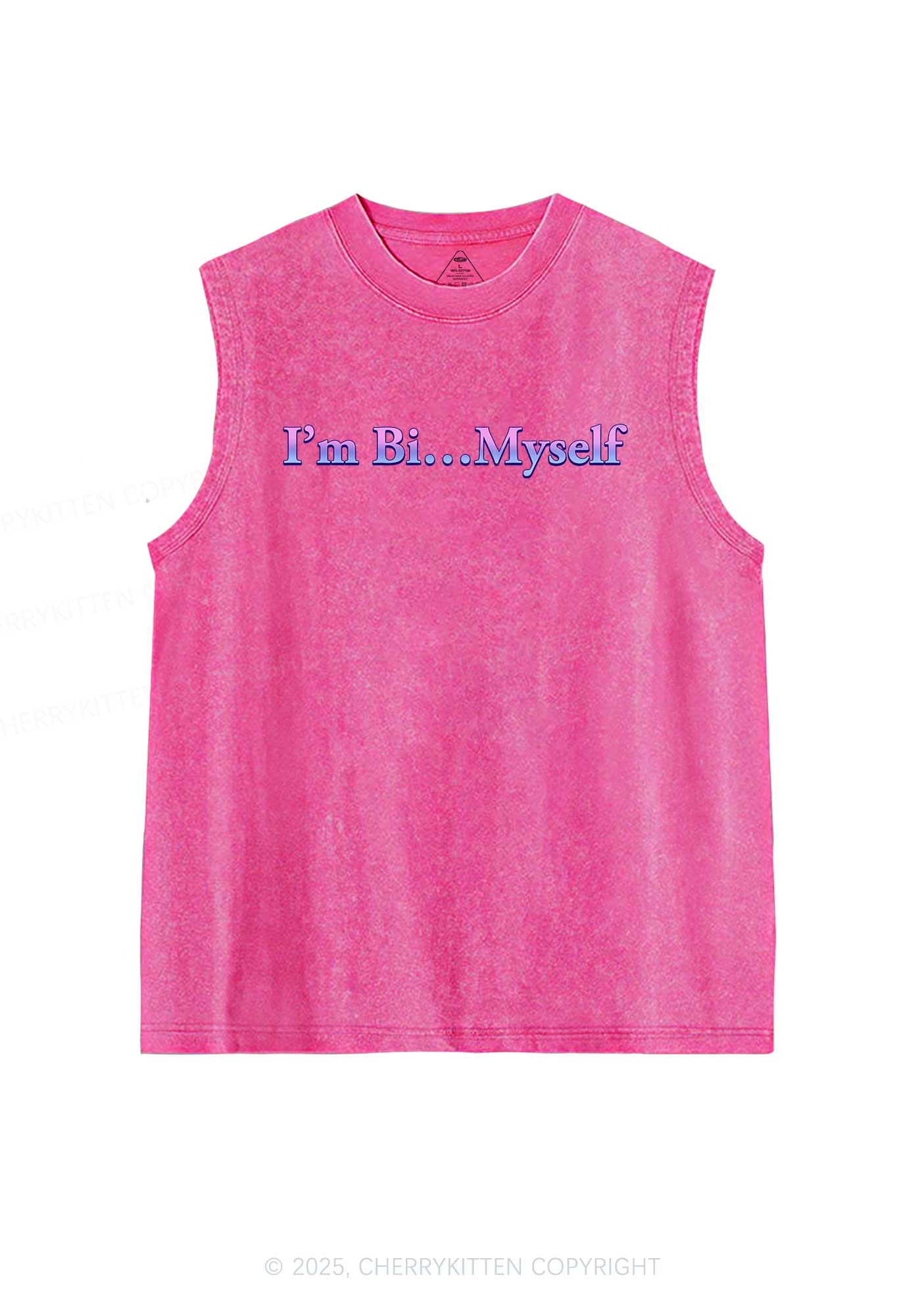 Im Bi Myself Pride Y2K Washed Muscle Tank Cherrykitten - Image 3