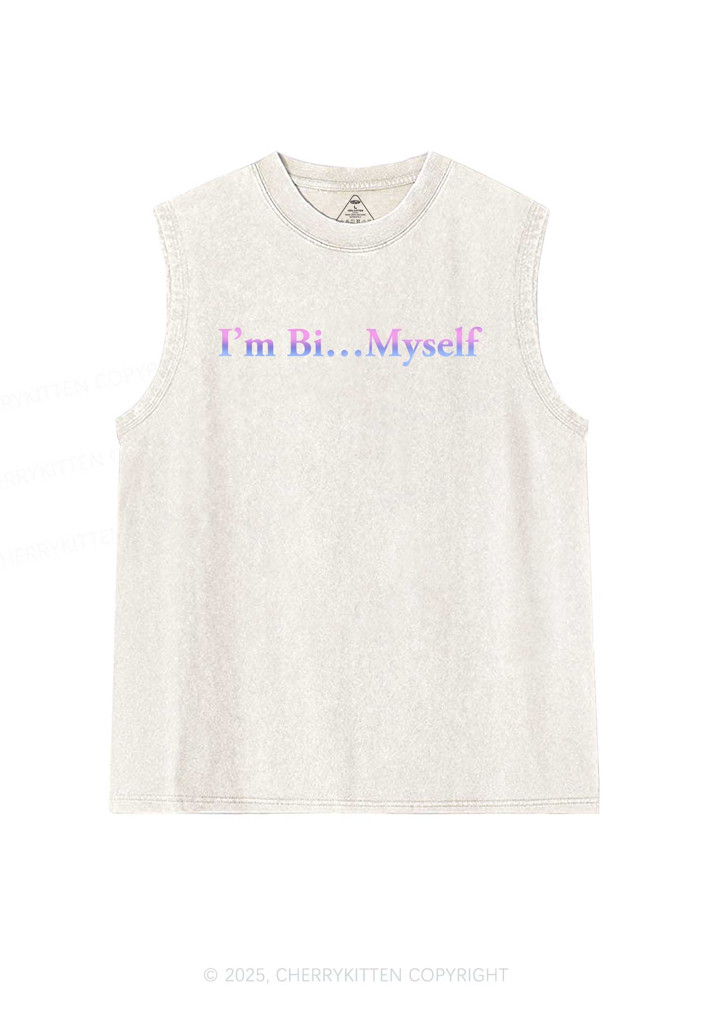 Im Bi Myself Pride Y2K Washed Muscle Tank Cherrykitten - Image 4