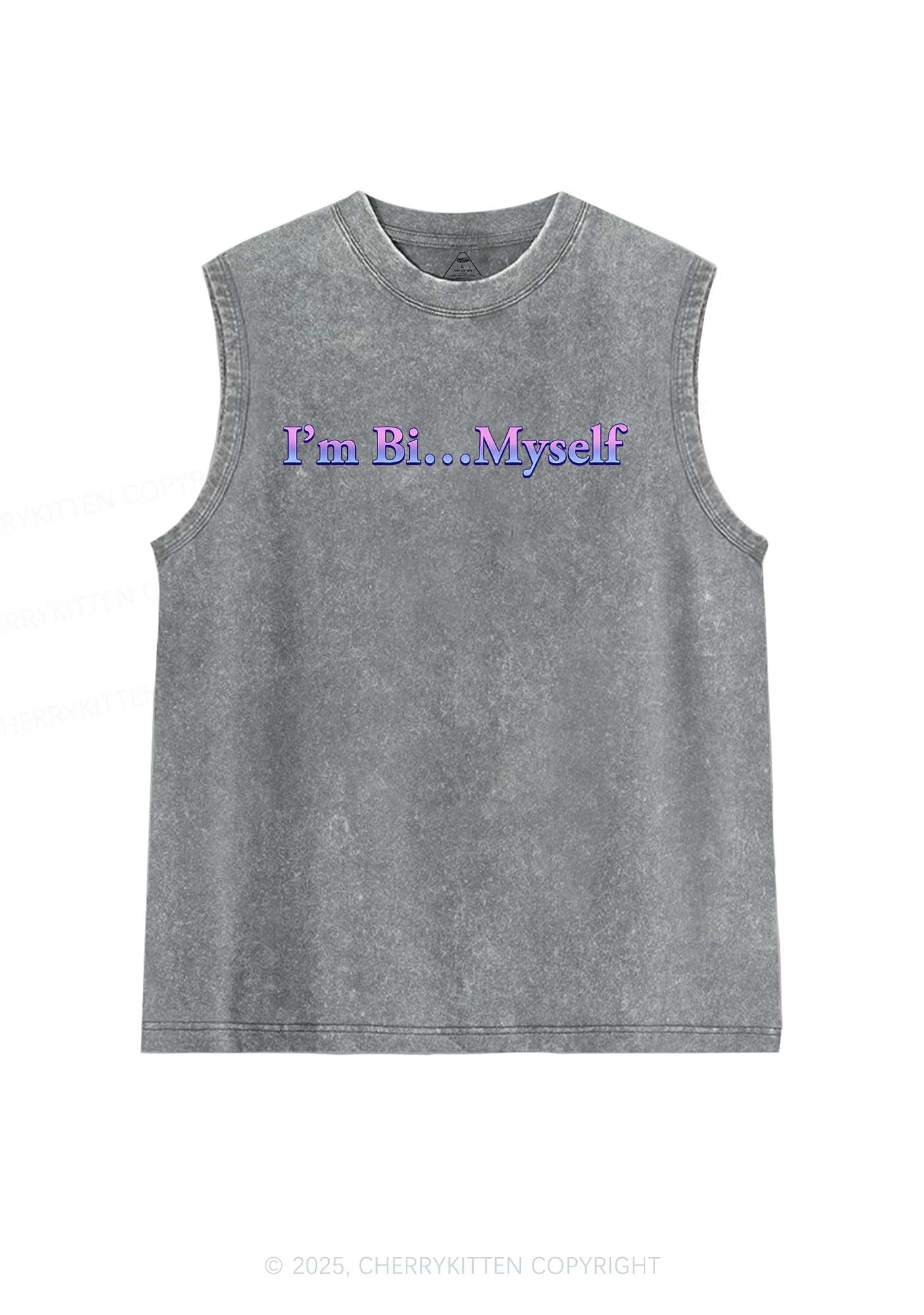 Im Bi Myself Pride Y2K Washed Muscle Tank Cherrykitten - Image 5