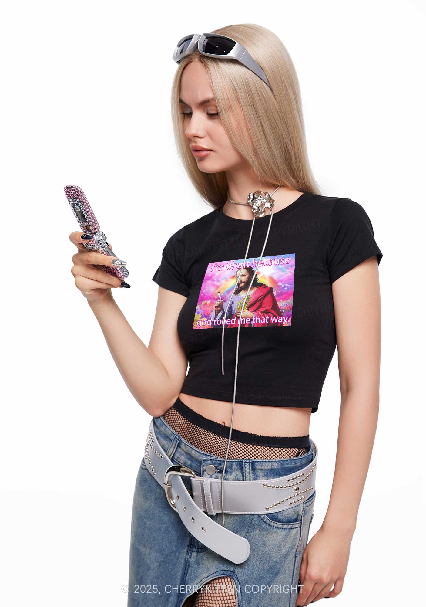Im Blunt Y2K Baby Tee Cherrykitten - Image 3