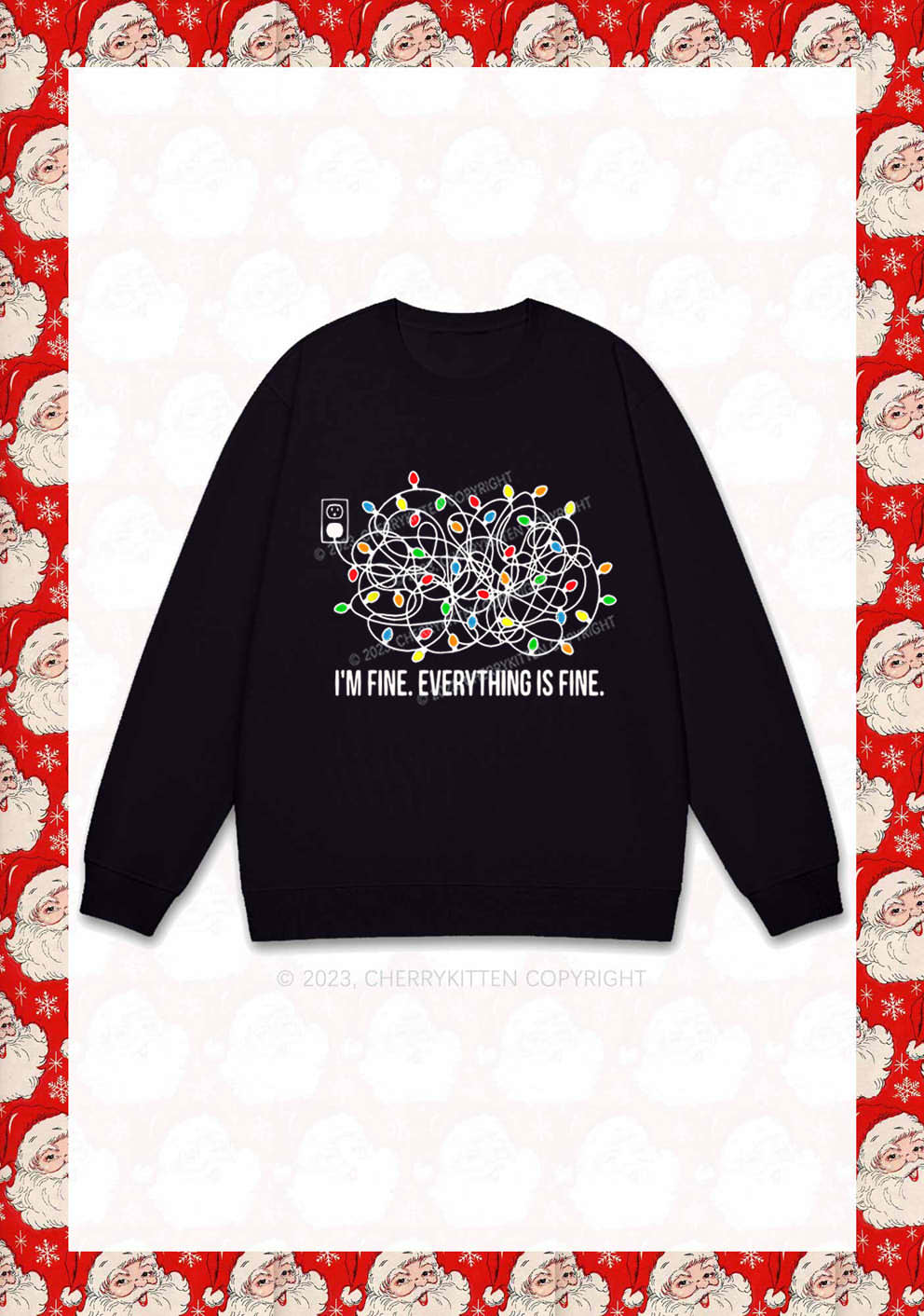 I'm Fine Everything Is Fine Christmas Y2K Sweatshirt Cherrykitten - Image 3