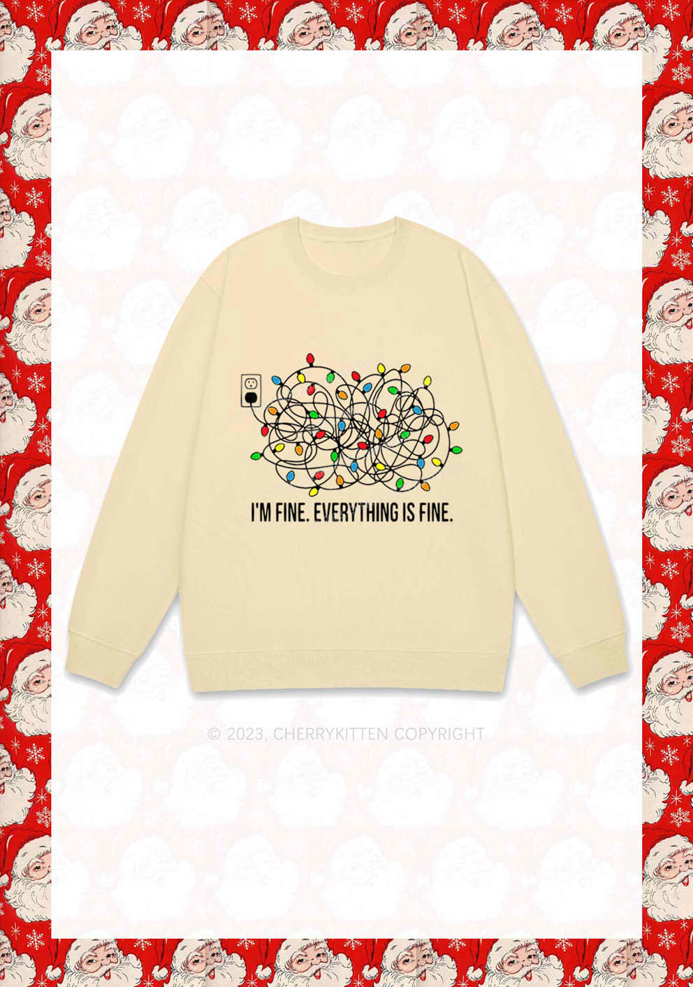 I'm Fine Everything Is Fine Christmas Y2K Sweatshirt Cherrykitten - Image 4