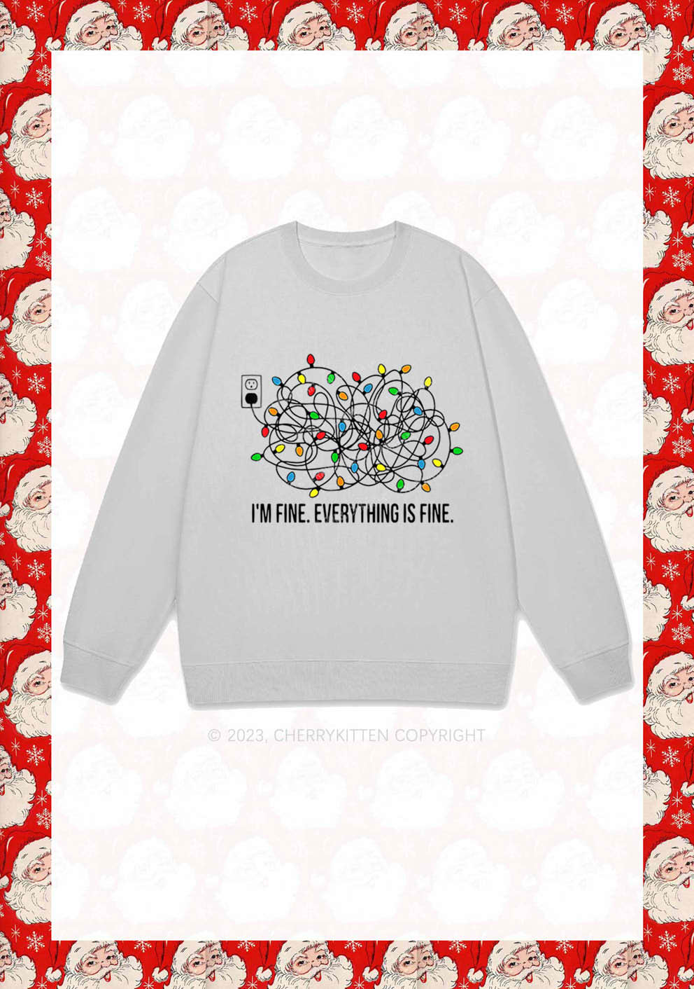 I'm Fine Everything Is Fine Christmas Y2K Sweatshirt Cherrykitten - Image 5