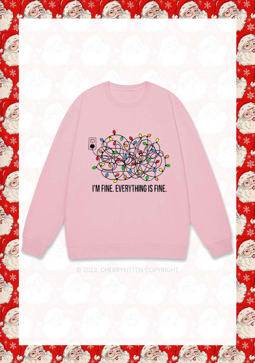I'm Fine Everything Is Fine Christmas Y2K Sweatshirt Cherrykitten - Image 6