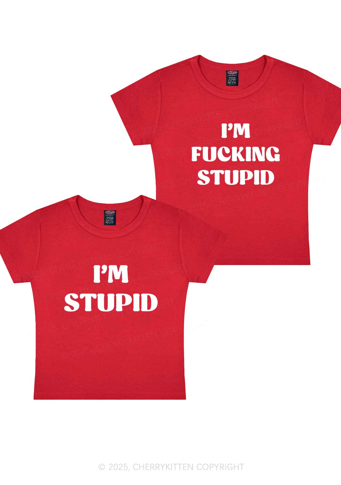 Im Fxxking Stupid Y2K Valentine's Day Baby Tee Cherrykitten - Image 5