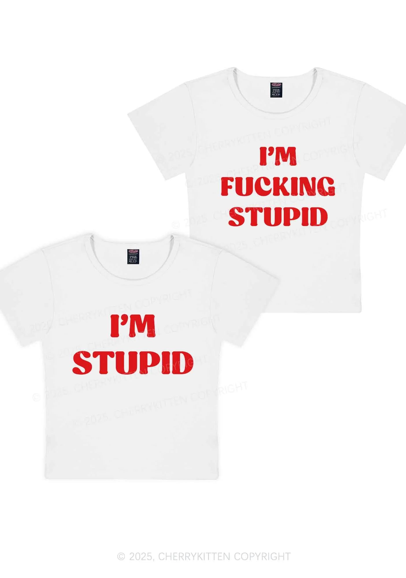 Im Fxxking Stupid Y2K Valentine's Day Baby Tee Cherrykitten - Image 6