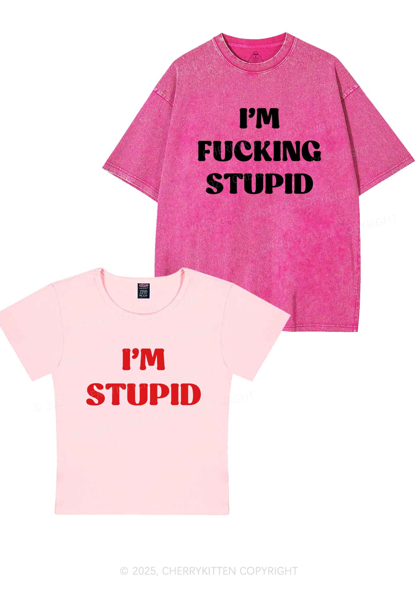 Im Fxxking Stupid Y2K Valentine's Day Couple Shirt Cherrykitten - Image 11