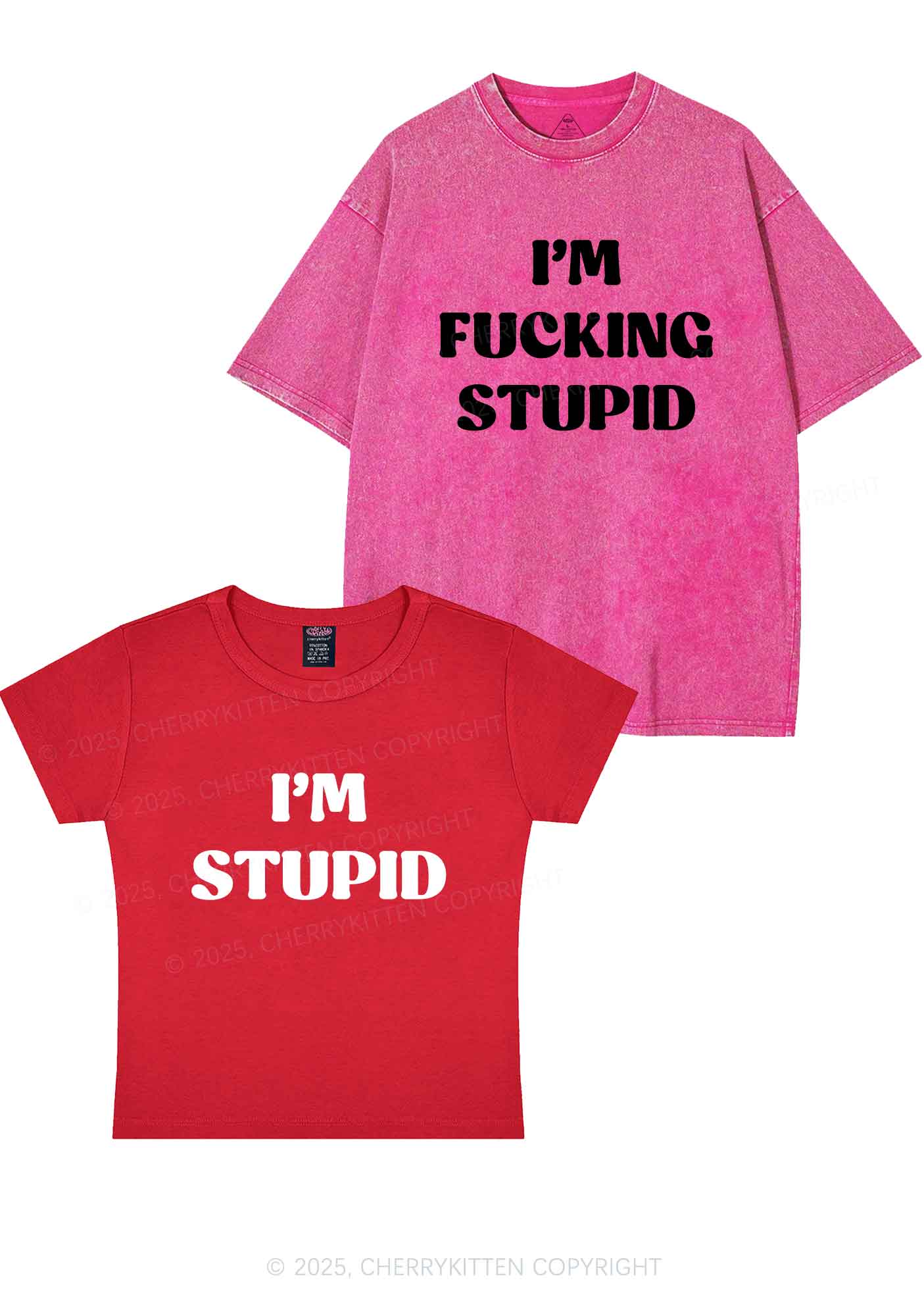 Im Fxxking Stupid Y2K Valentine's Day Couple Shirt Cherrykitten - Image 5