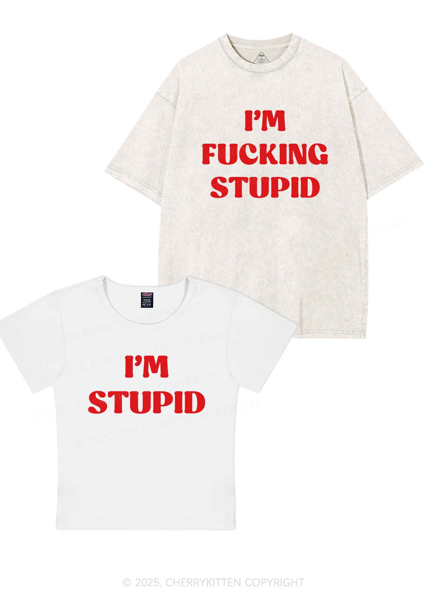 Im Fxxking Stupid Y2K Valentine's Day Couple Shirt Cherrykitten - Image 6