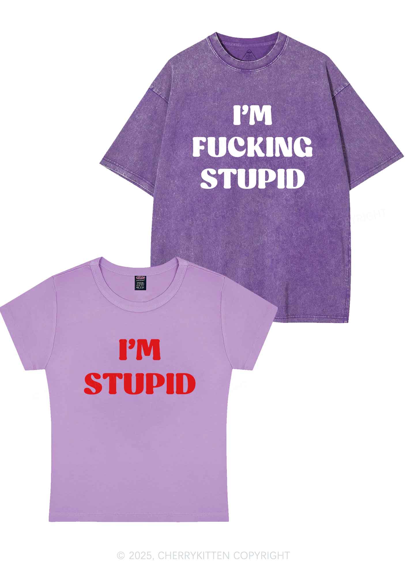 Im Fxxking Stupid Y2K Valentine's Day Couple Shirt Cherrykitten - Image 8