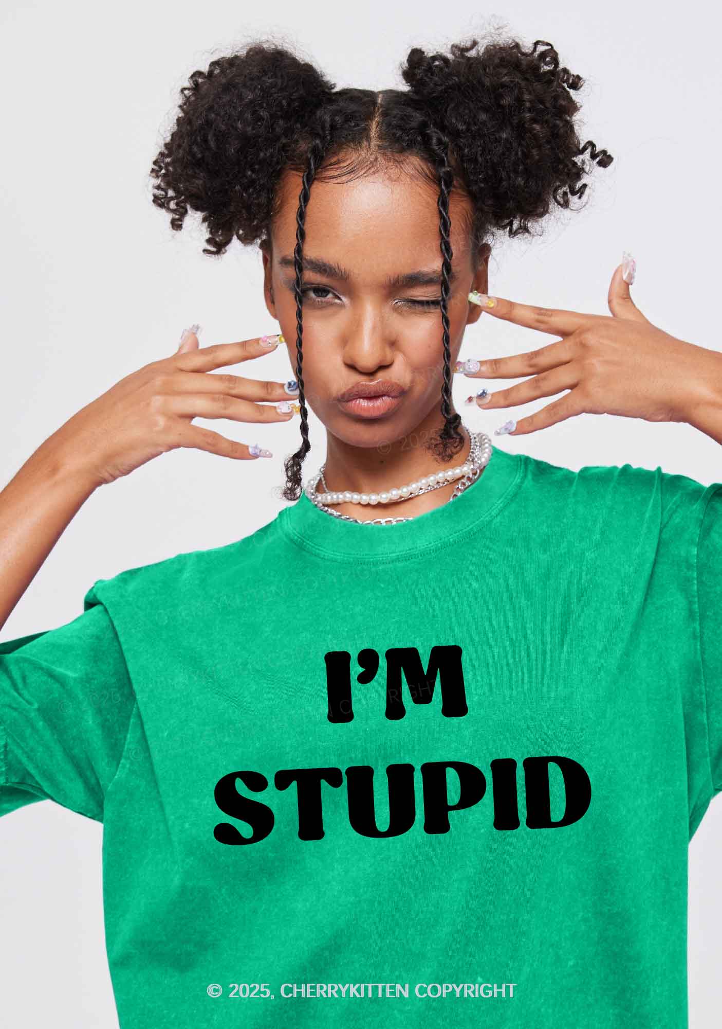 Im Fxxking Stupid Y2K Valentine's Day Washed Tee Cherrykitten - Image 2