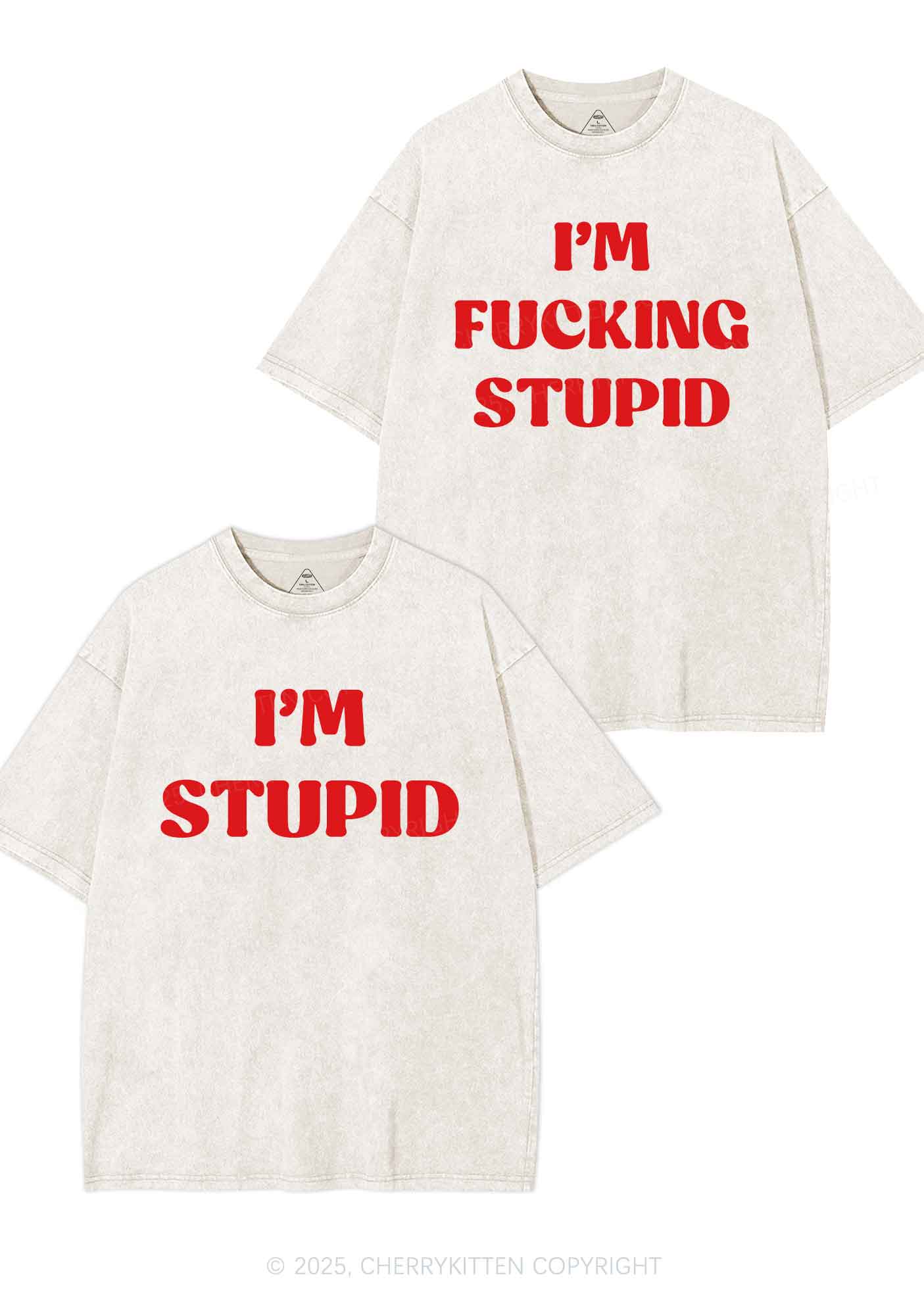 Im Fxxking Stupid Y2K Valentine's Day Washed Tee Cherrykitten - Image 6