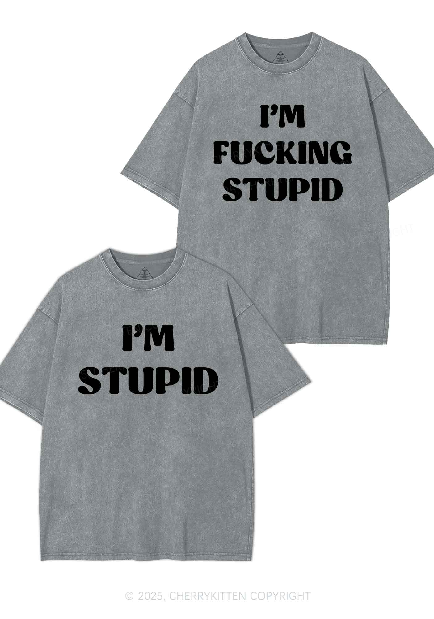 Im Fxxking Stupid Y2K Valentine's Day Washed Tee Cherrykitten - Image 8