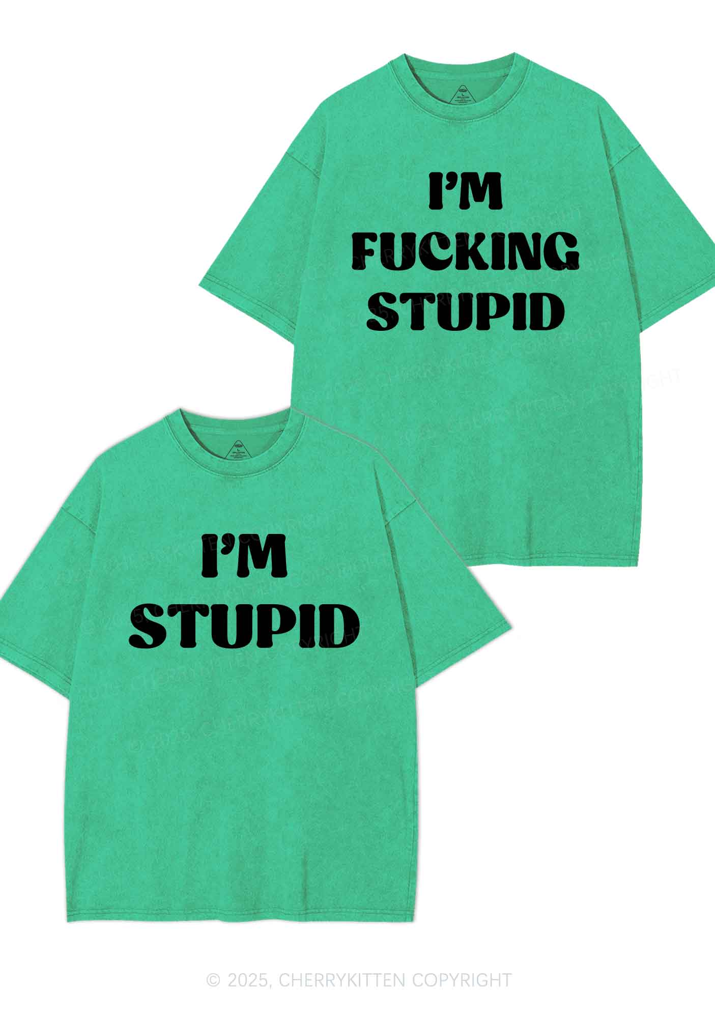 Im Fxxking Stupid Y2K Valentine's Day Washed Tee Cherrykitten - Image 9