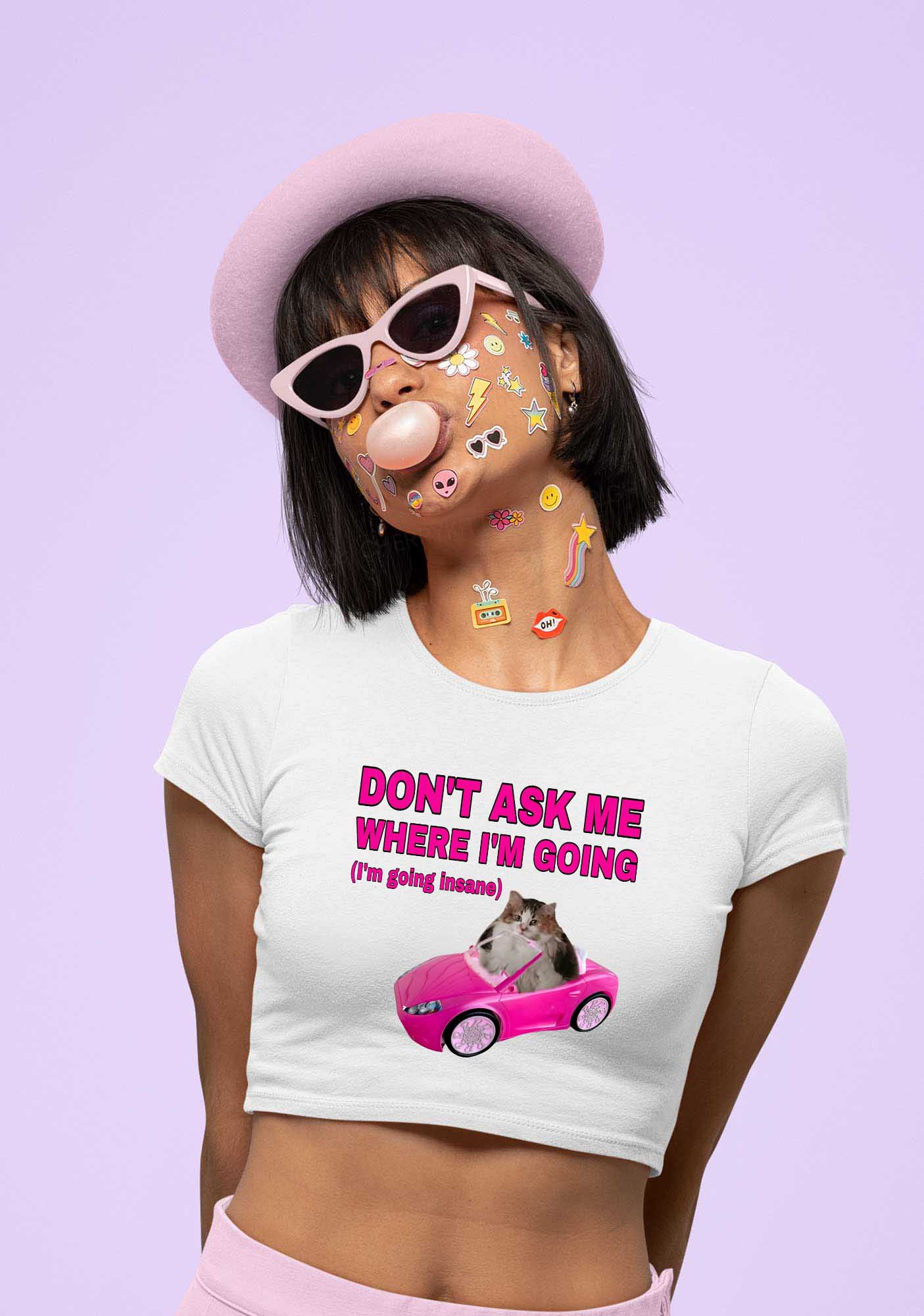 I'm Going Insane Y2K Baby Tee Cherrykitten - Image 2