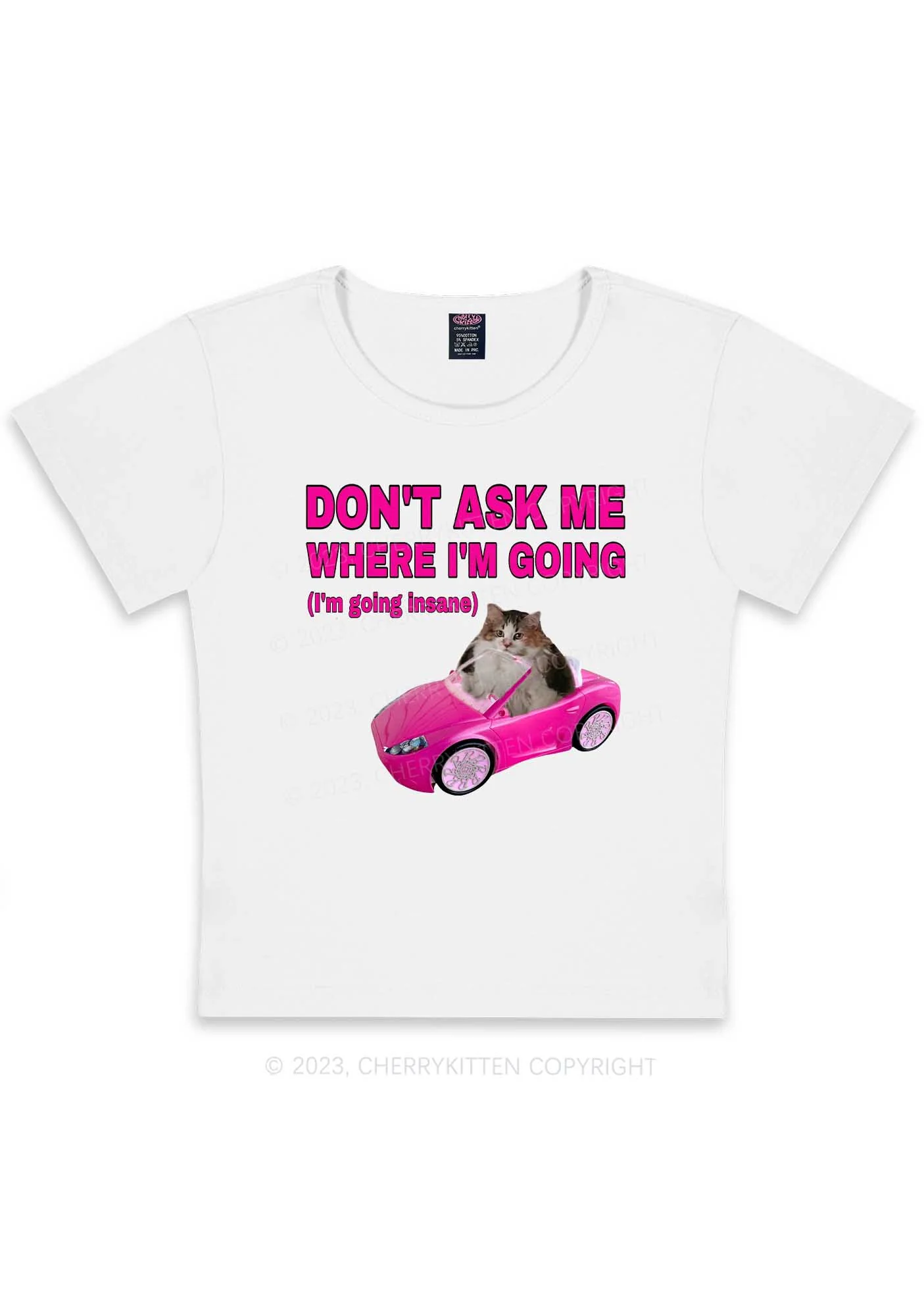 I'm Going Insane Y2K Baby Tee Cherrykitten - Image 3