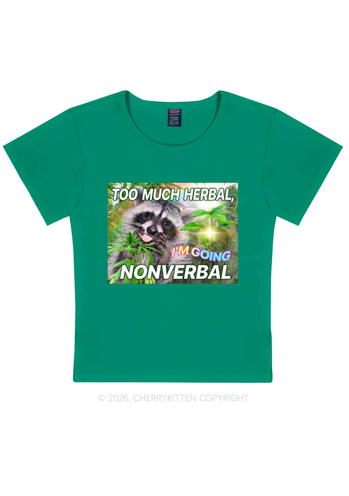 Im Going Nonverbal Y2K Baby Tee Cherrykitten - Image 3