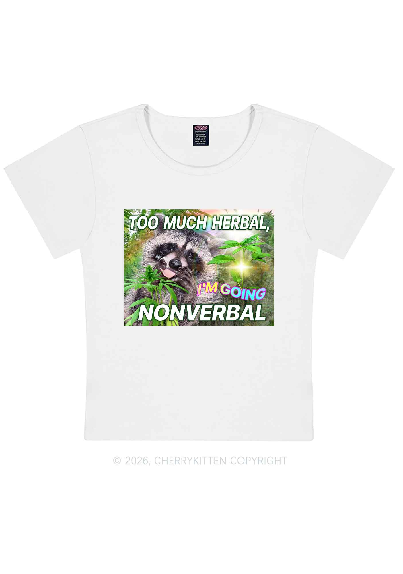 Im Going Nonverbal Y2K Baby Tee Cherrykitten - Image 4