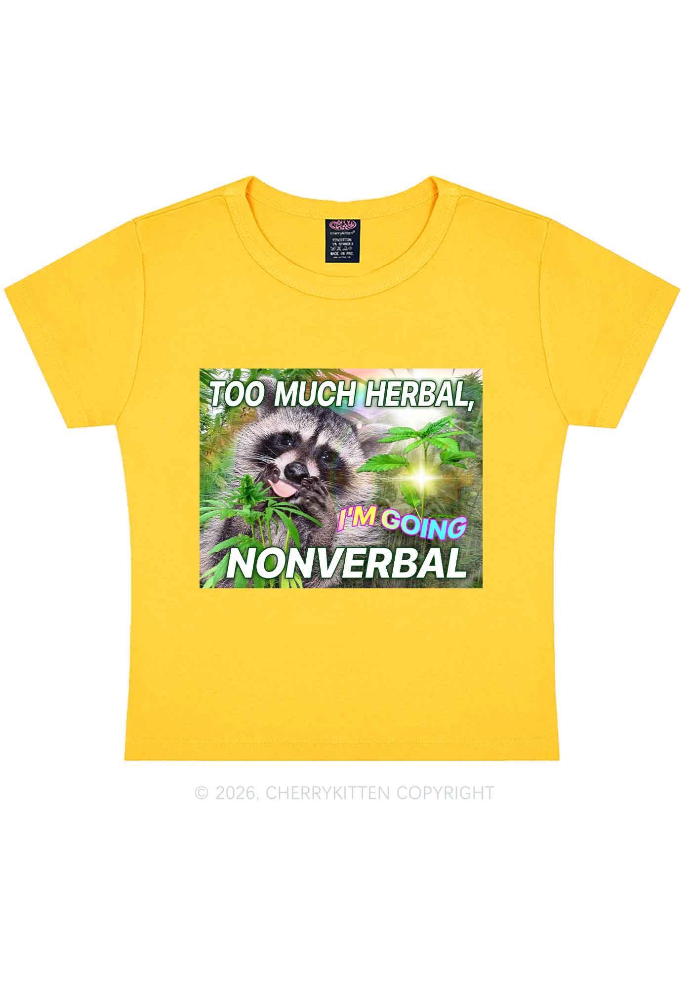 Im Going Nonverbal Y2K Baby Tee Cherrykitten - Image 5