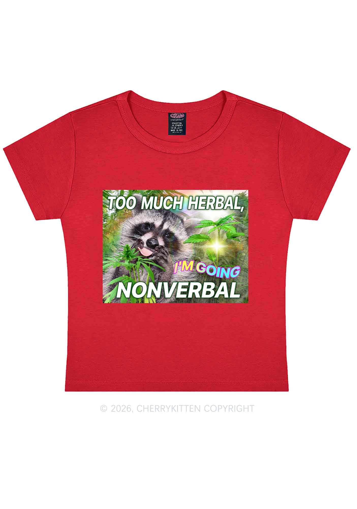 Im Going Nonverbal Y2K Baby Tee Cherrykitten - Image 8