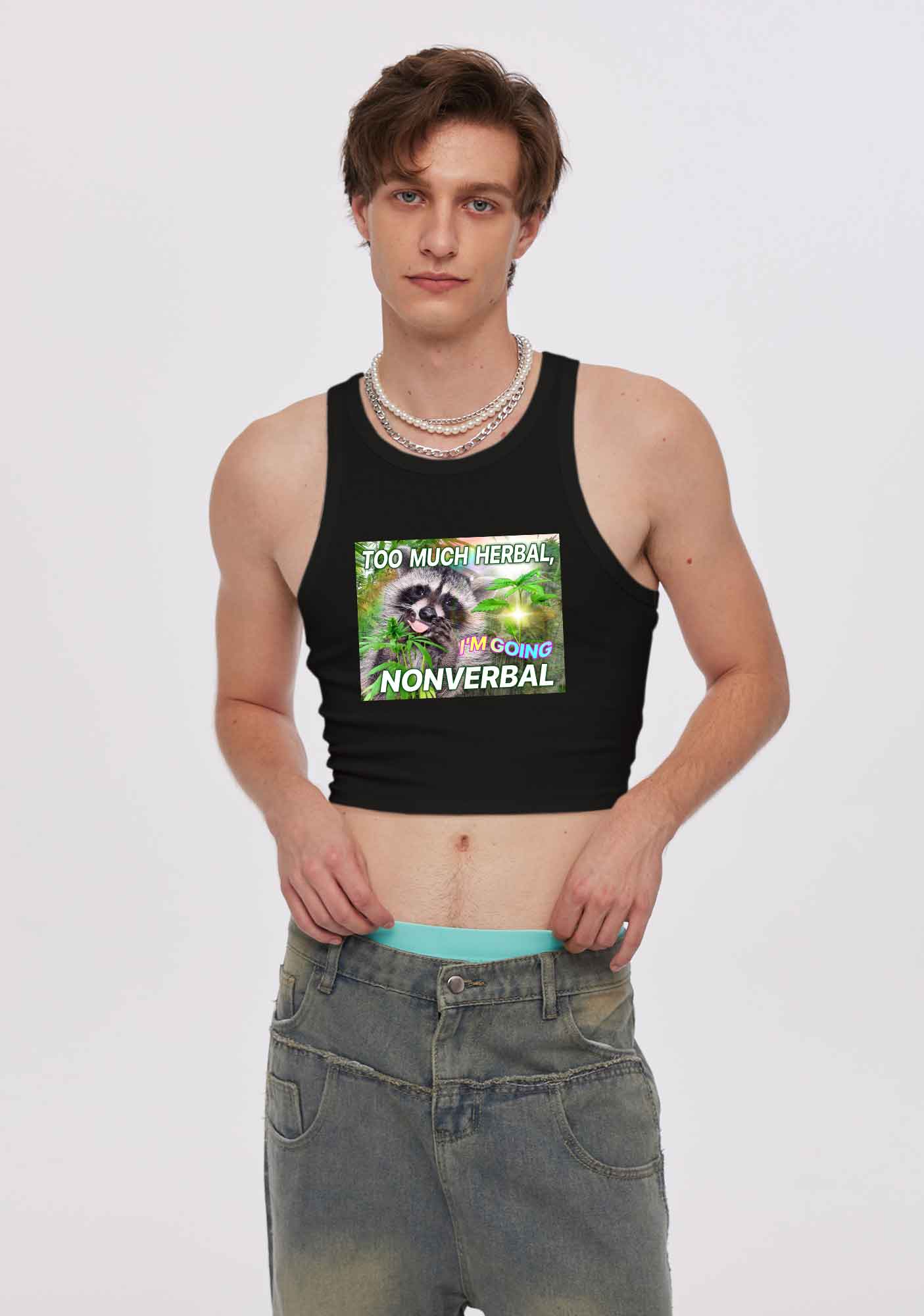Im Going Nonverbal Y2K Crop Tank Top Cherrykitten - Image 2