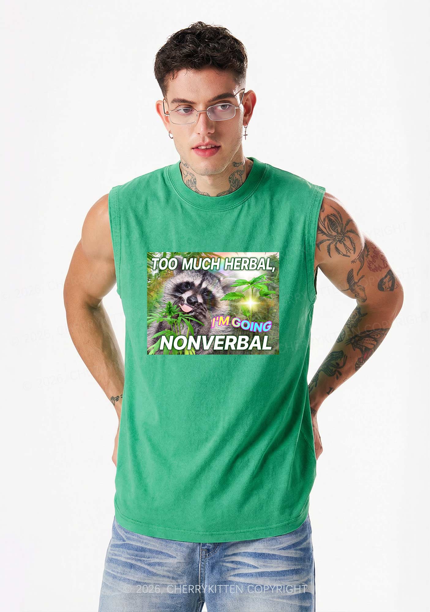 Im Going Nonverbal Y2K Washed Muscle Tank Cherrykitten - Image 2