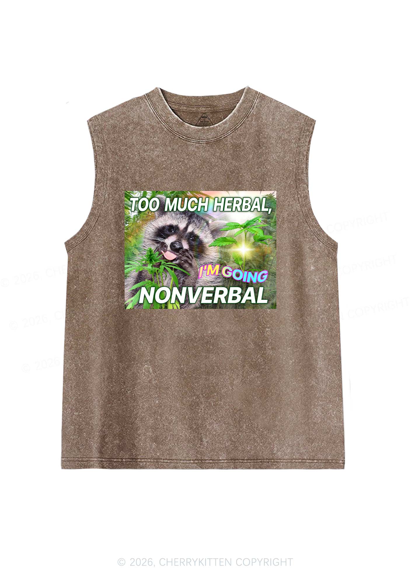 Im Going Nonverbal Y2K Washed Muscle Tank Cherrykitten - Image 7