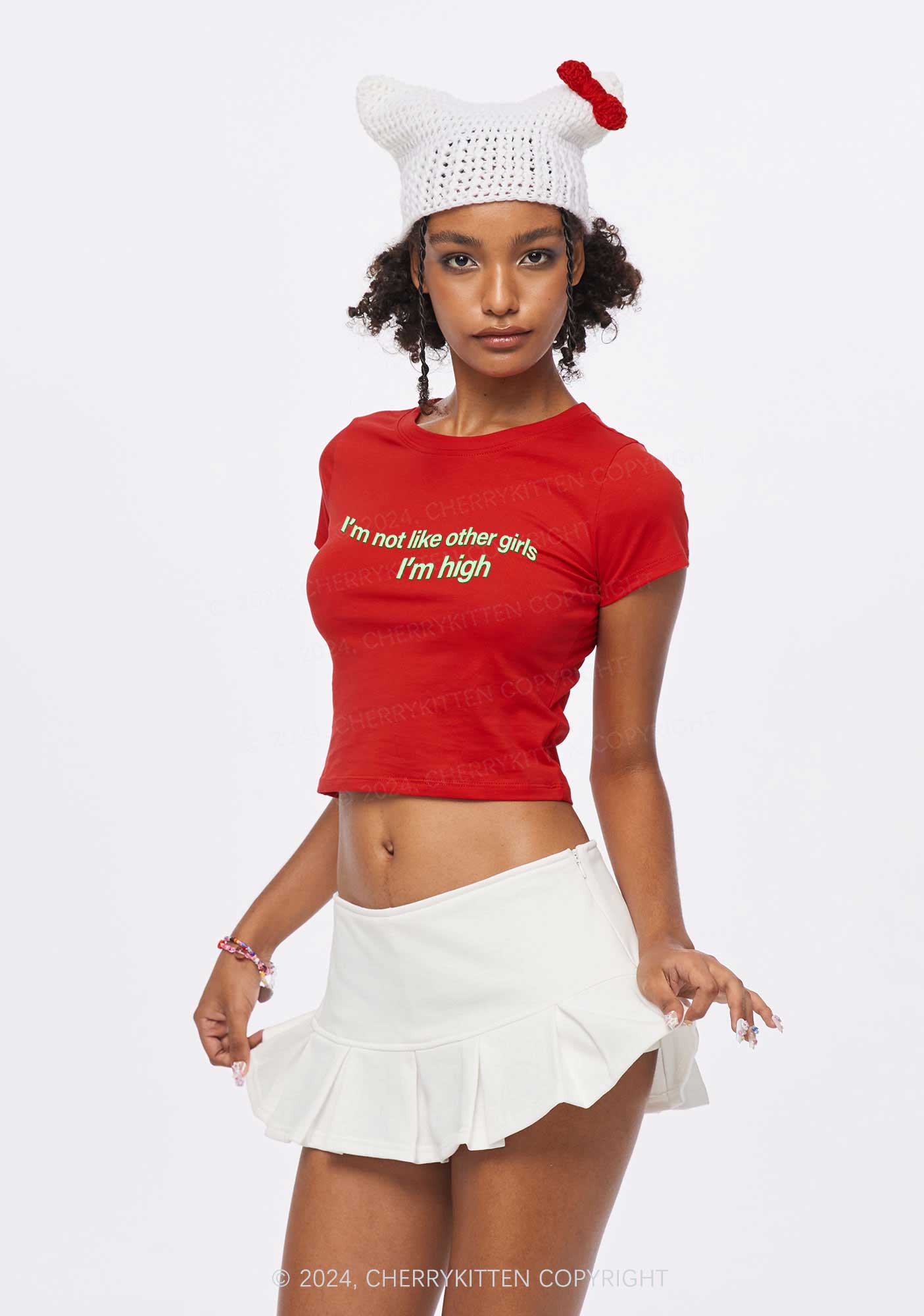 Im High Girl Y2K Baby Tee Cherrykitten - Image 2