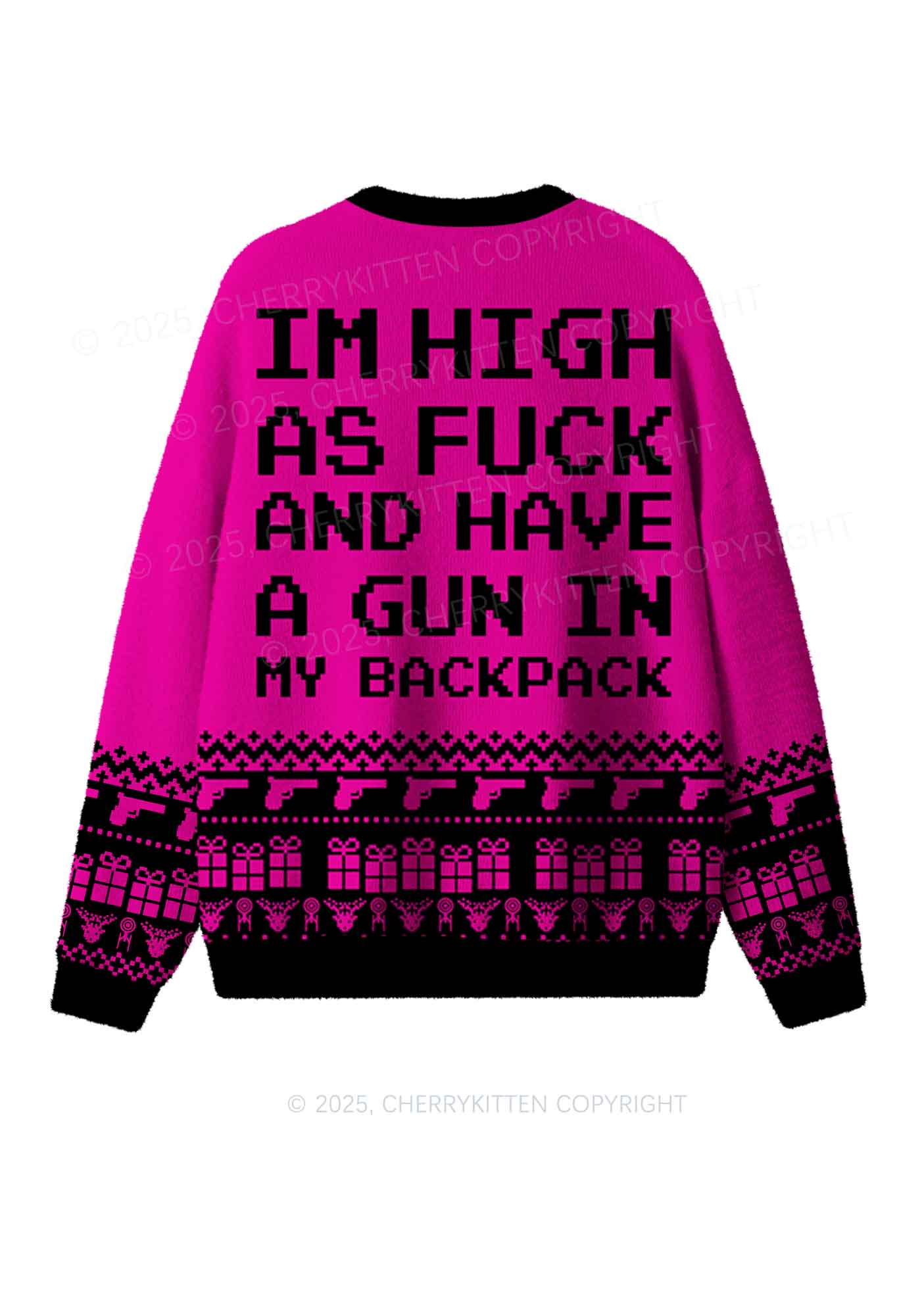 Im High Y2K Christmas Knit Sweatshirt Cherrykitten - Image 2