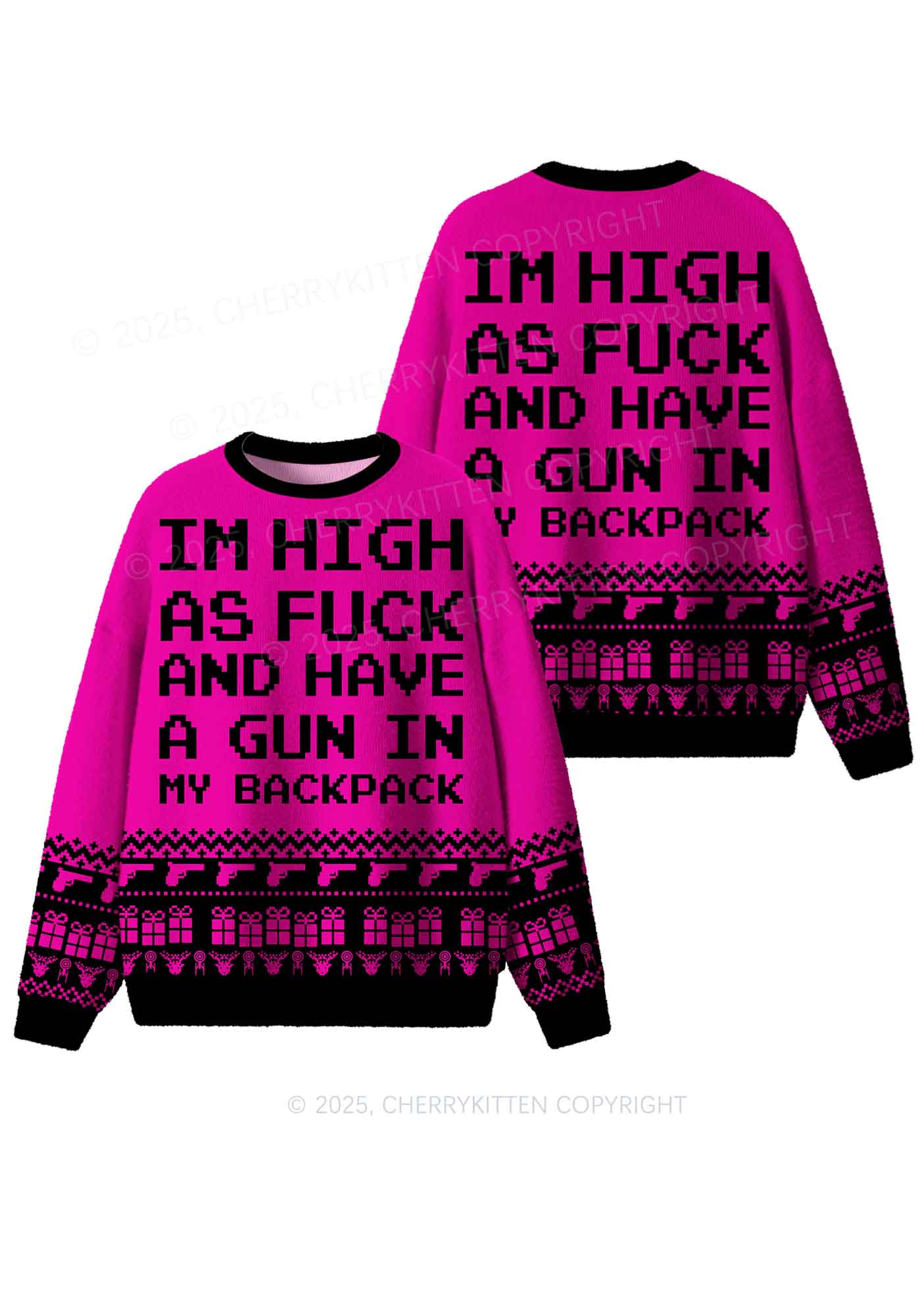 Im High Y2K Christmas Knit Sweatshirt Cherrykitten - Image 3