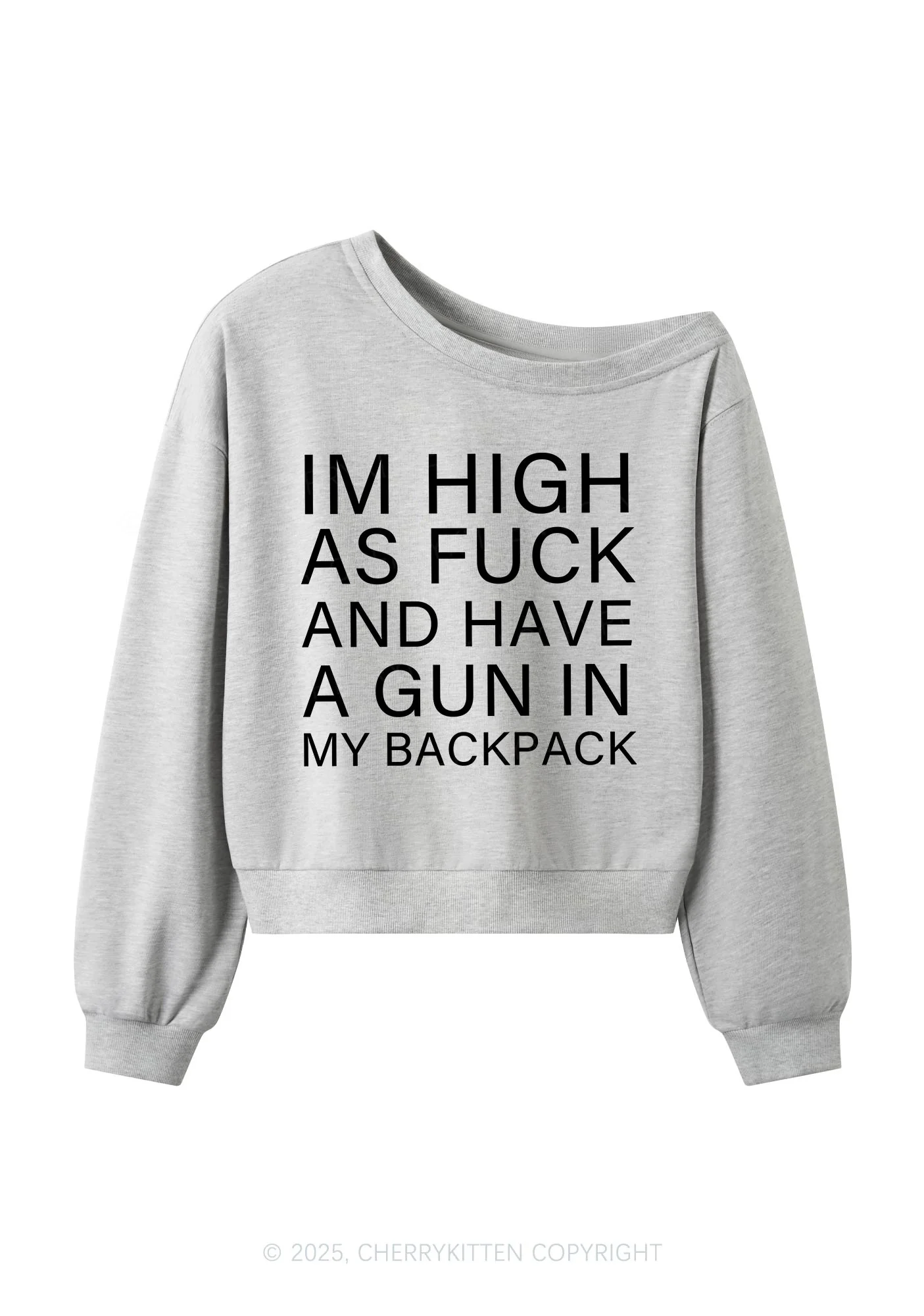 Im High Y2K Off Shoulder Sweatshirts Cherrykitten - Image 4