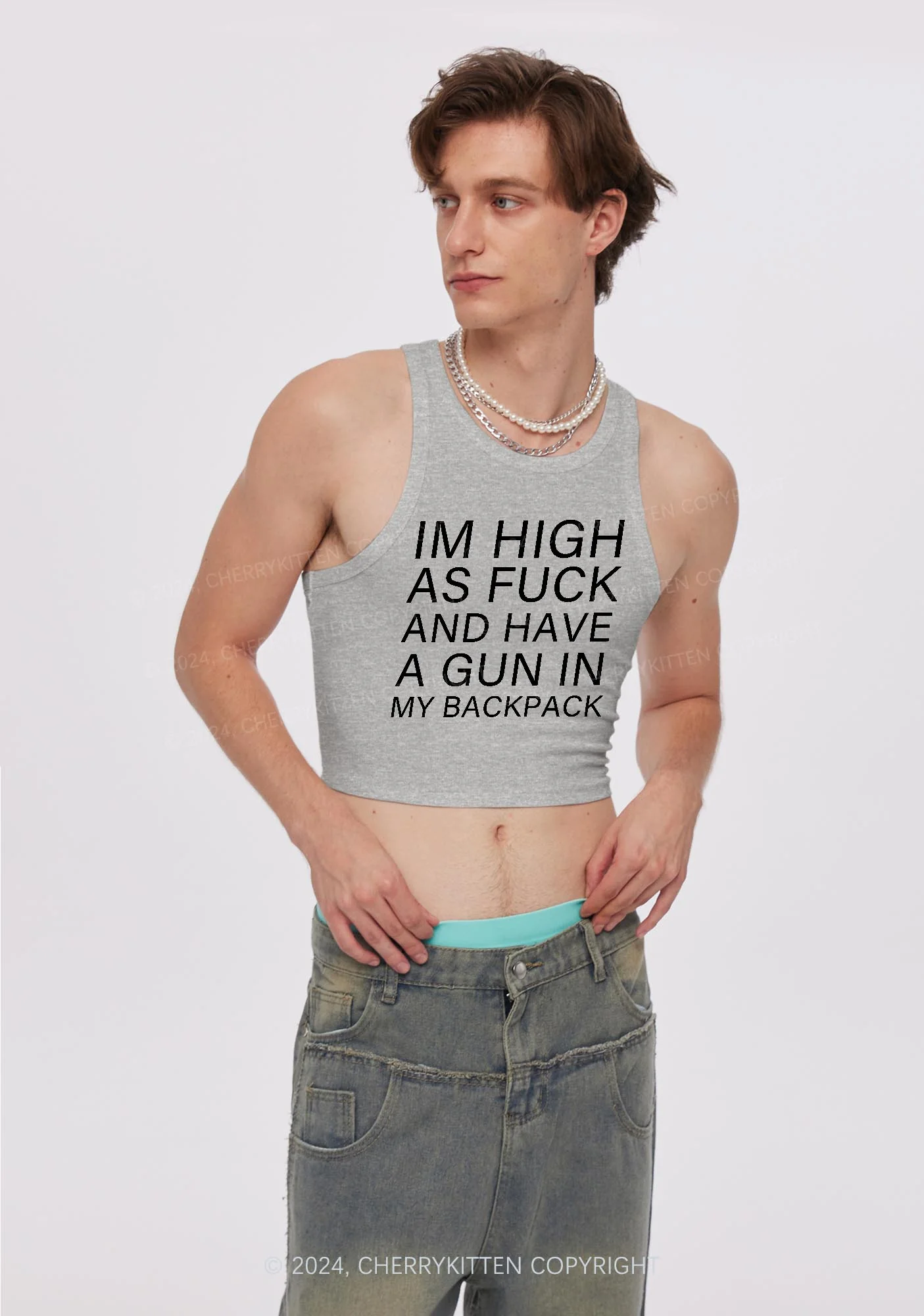 Im High Y2K Crop Tank Top Cherrykitten - Image 2
