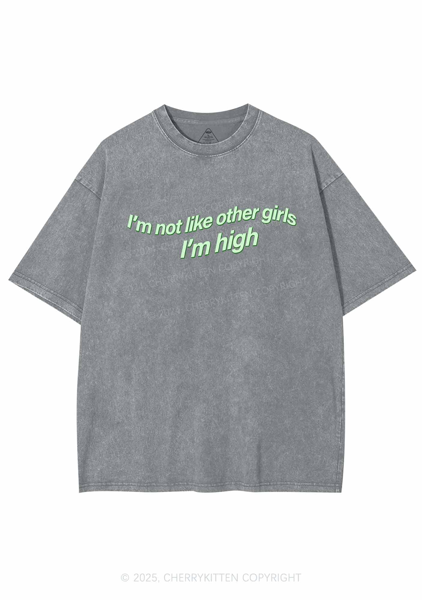 Im High Girl Y2K Washed Tee Cherrykitten - Image 6