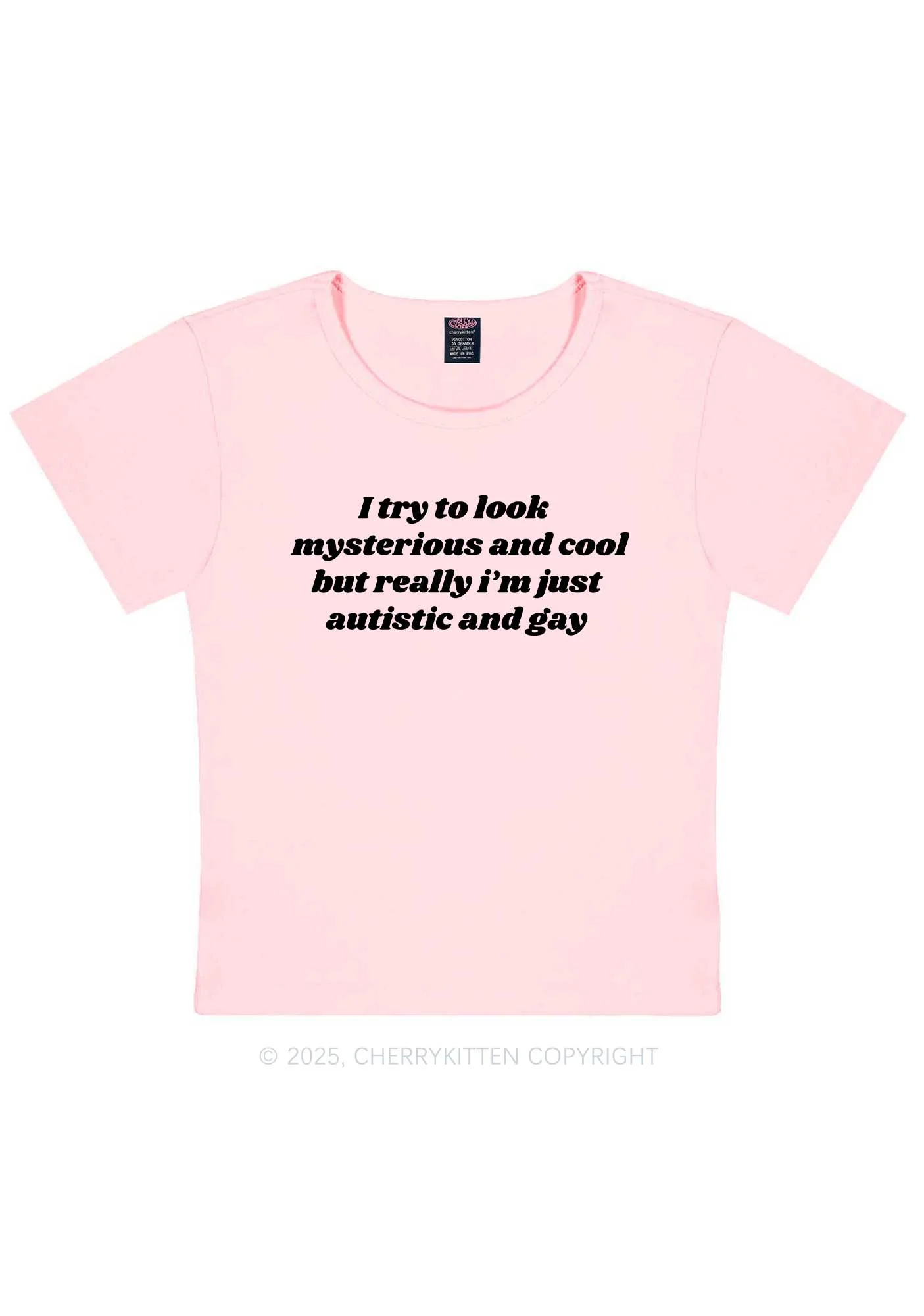 Im Just Autistic And Gay Pride Y2K Baby Tee Cherrykitten - Image 13