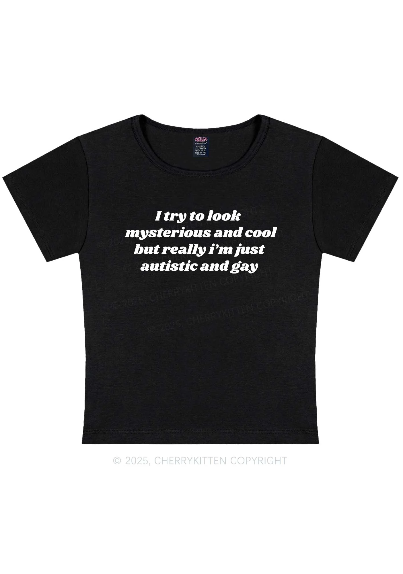 Im Just Autistic And Gay Pride Y2K Baby Tee Cherrykitten - Image 4