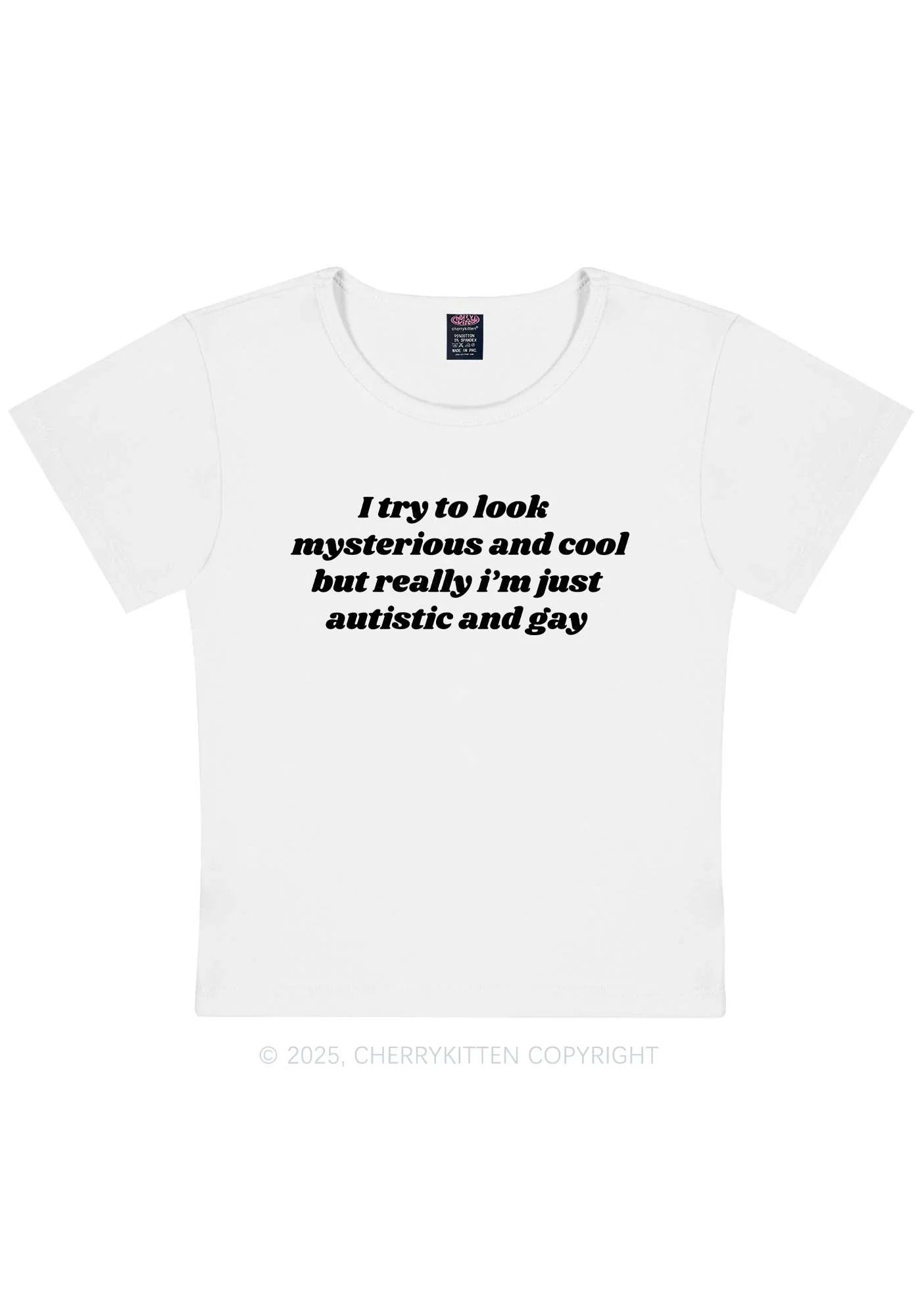 Im Just Autistic And Gay Pride Y2K Baby Tee Cherrykitten - Image 6