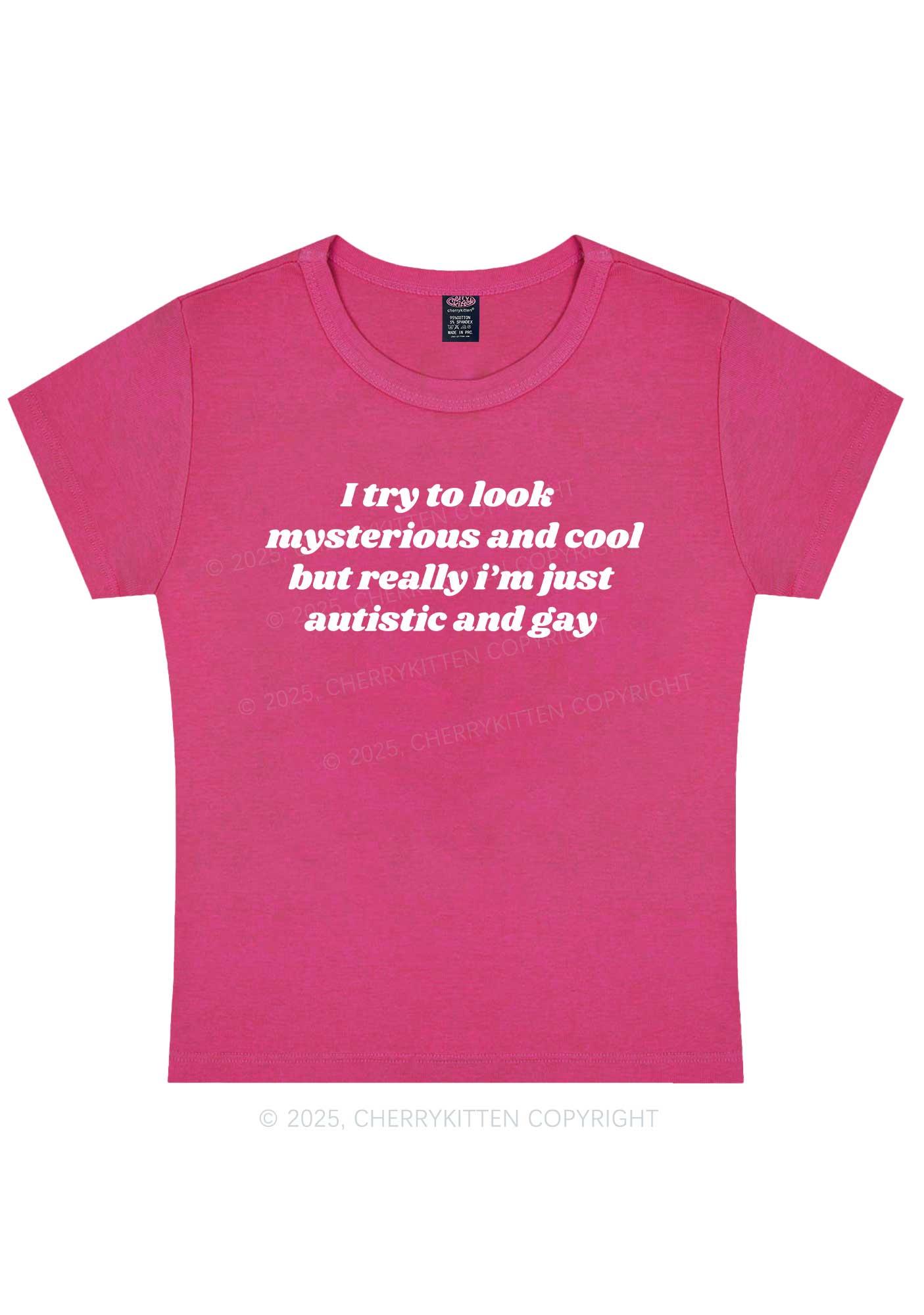Im Just Autistic And Gay Pride Y2K Baby Tee Cherrykitten - Image 7