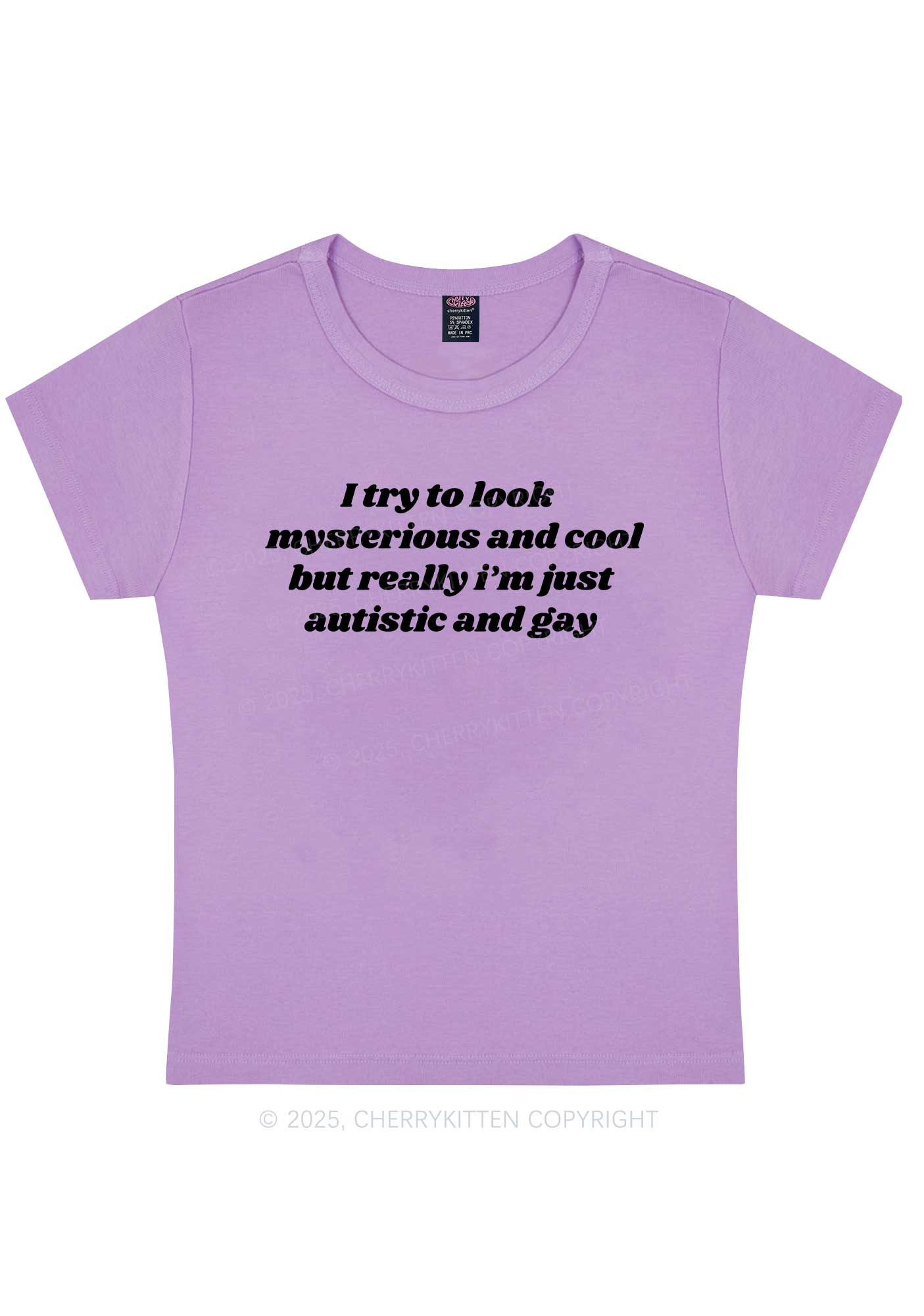 Im Just Autistic And Gay Pride Y2K Baby Tee Cherrykitten - Image 8