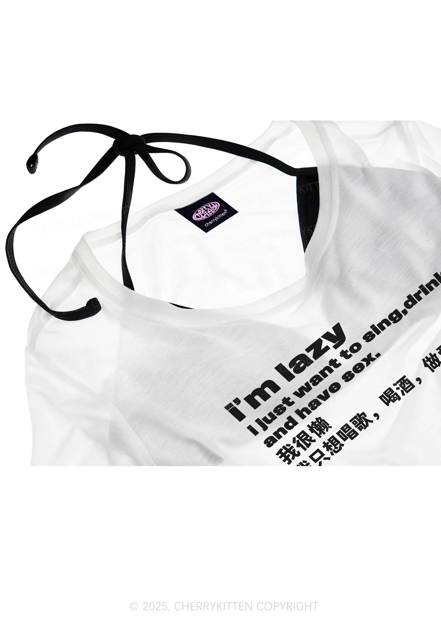 Im Lazy Y2K Sheer Crop Tee Cherrykitten - Image 4