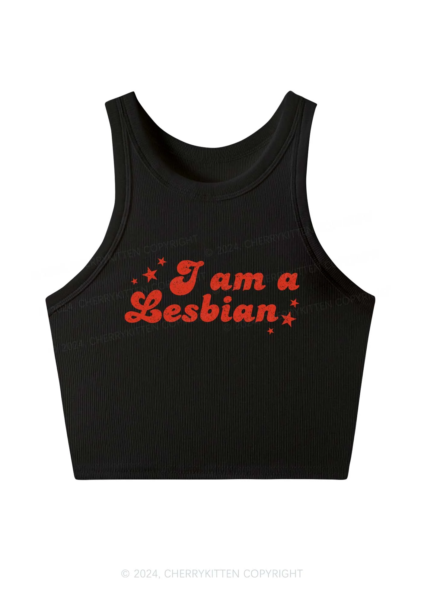 I'm Lesbian Y2K Crop Tank Top Cherrykitten - Image 2