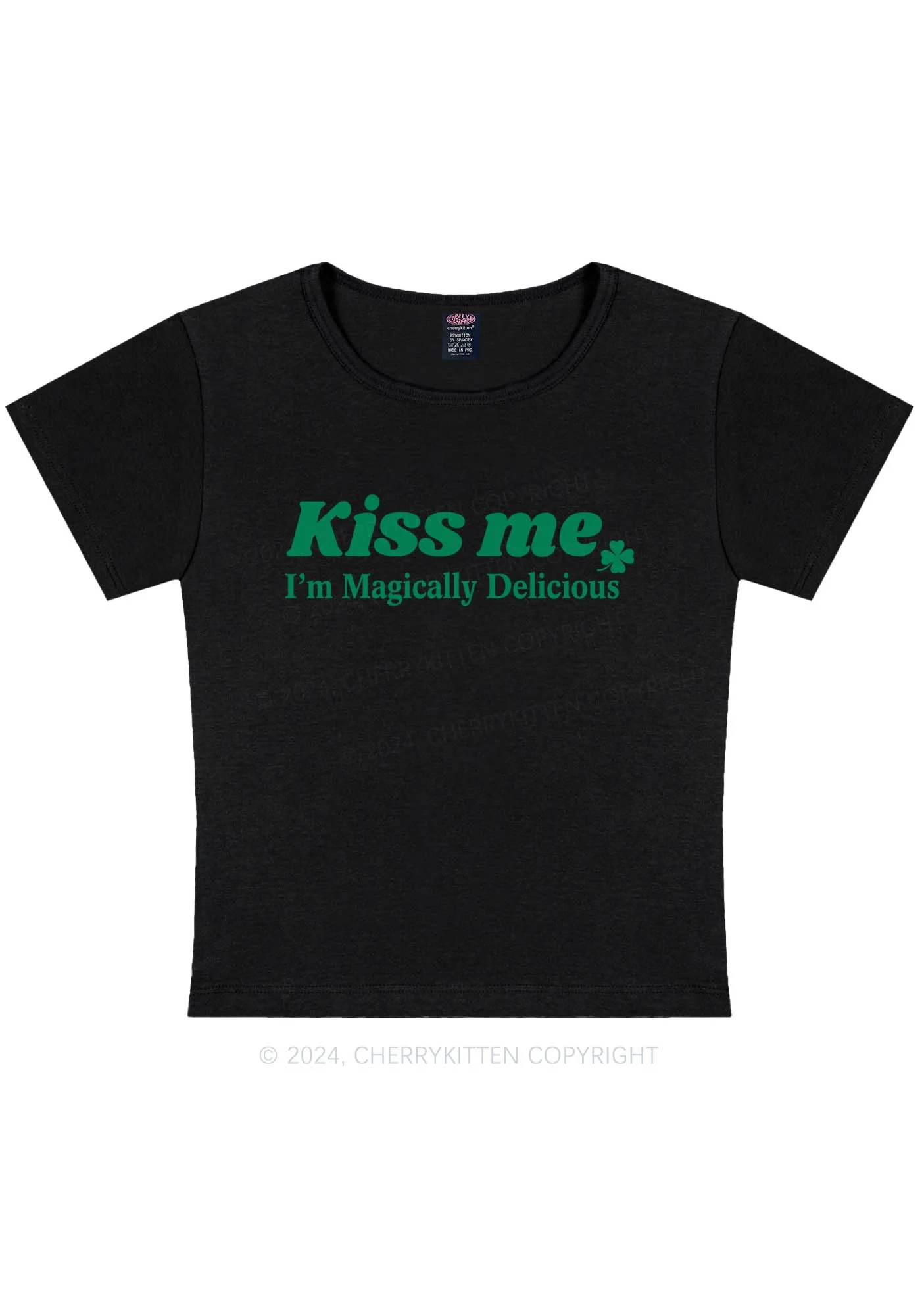 Im Magically Delicious St Patricks Y2K Baby Tee Cherrykitten - Image 4
