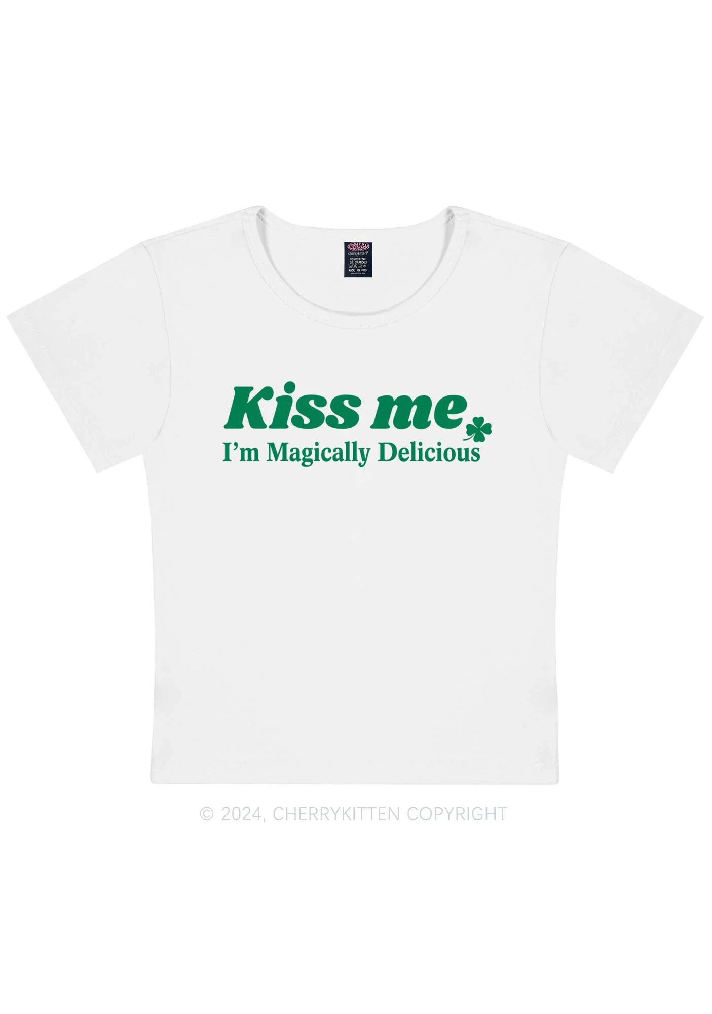 Im Magically Delicious St Patricks Y2K Baby Tee Cherrykitten - Image 5