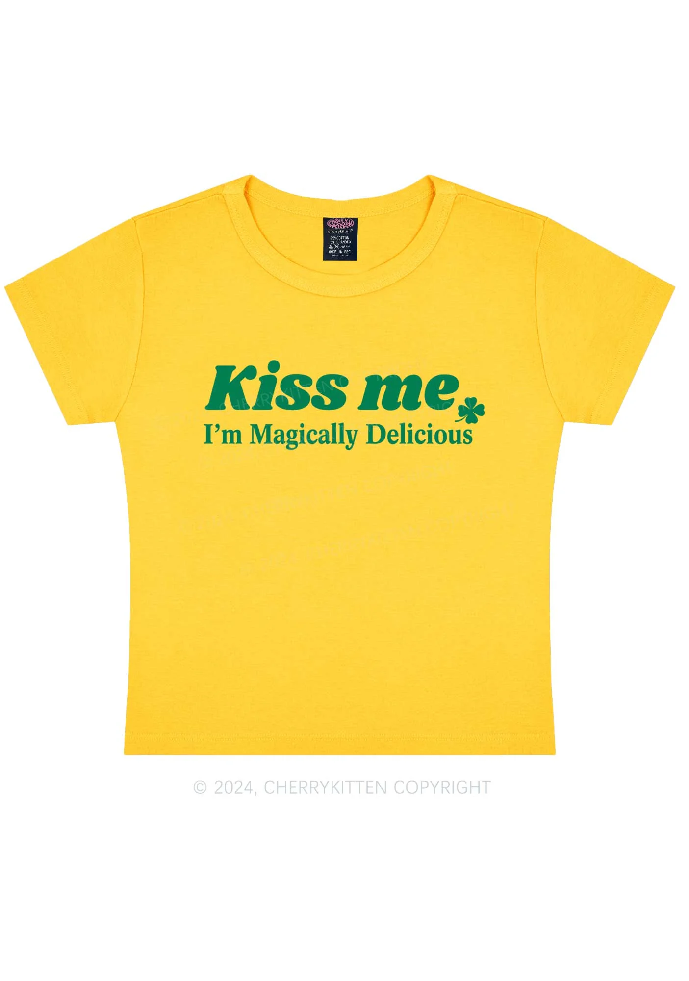 Im Magically Delicious St Patricks Y2K Baby Tee Cherrykitten - Image 6