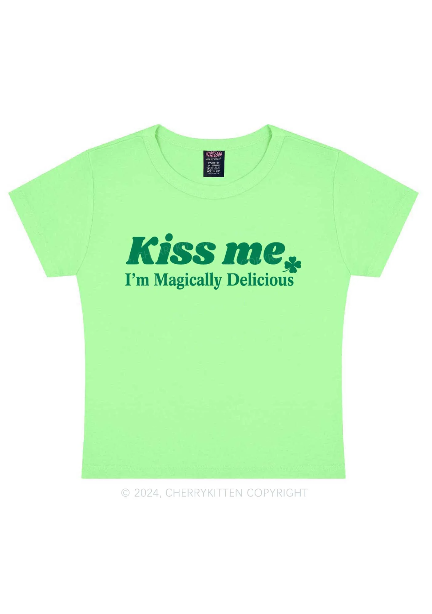 Im Magically Delicious St Patricks Y2K Baby Tee Cherrykitten - Image 8