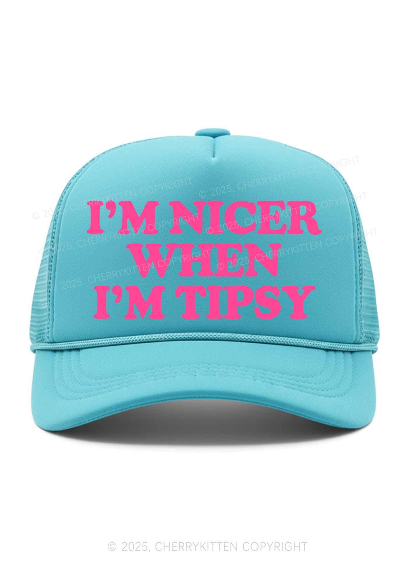 Im Nicer When Im Tipsy Y2K Trucker Hat Cherrykitten - Image 2