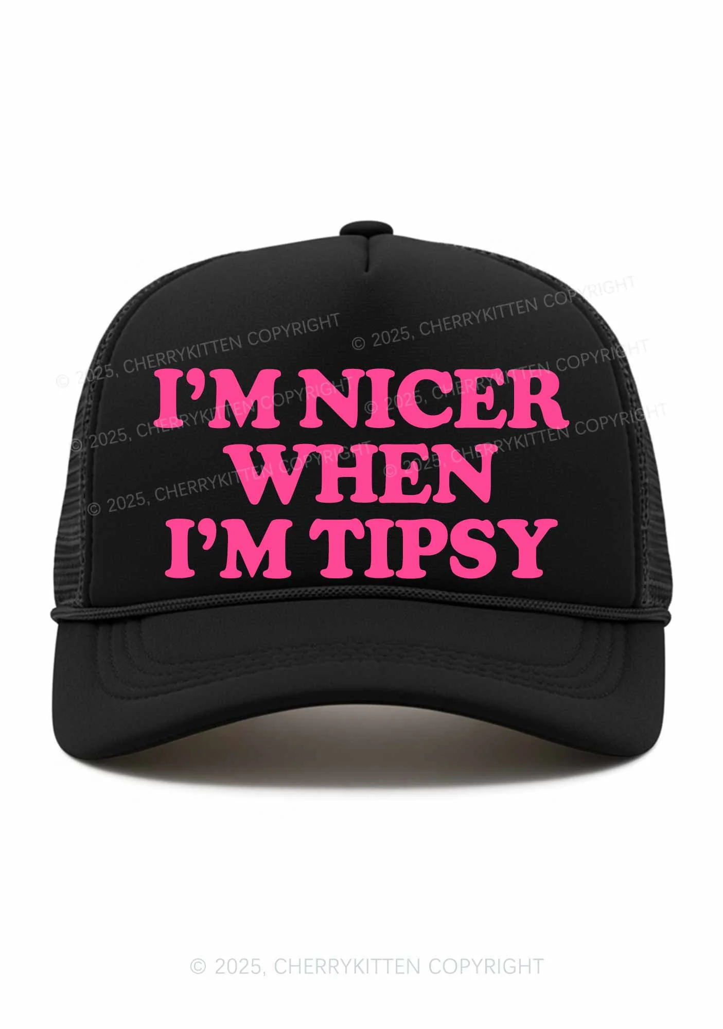 Im Nicer When Im Tipsy Y2K Trucker Hat Cherrykitten - Image 3
