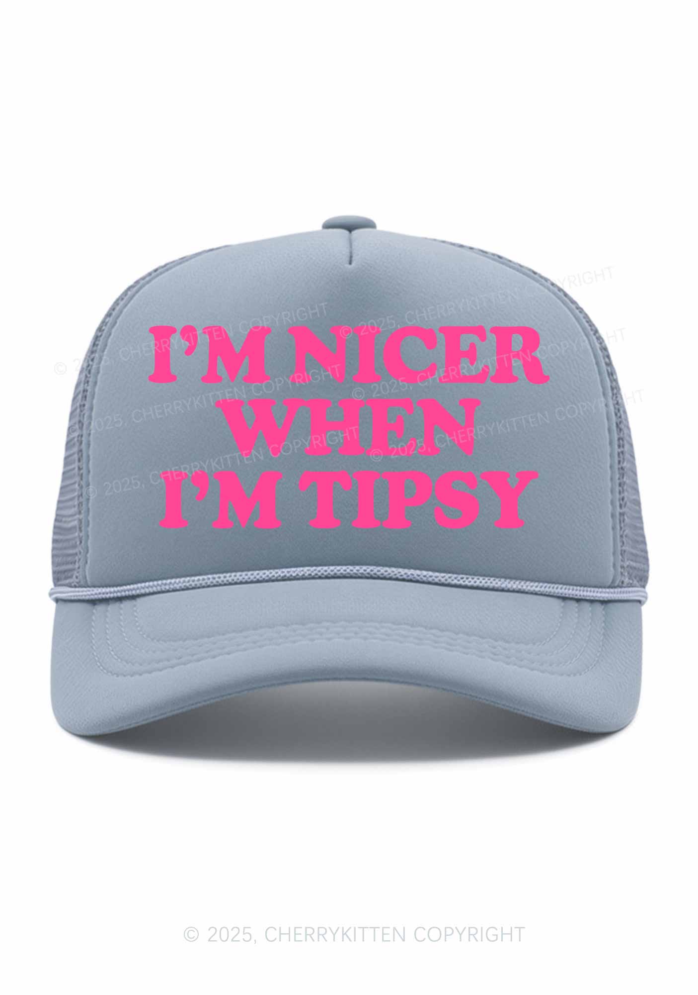 Im Nicer When Im Tipsy Y2K Trucker Hat Cherrykitten - Image 4